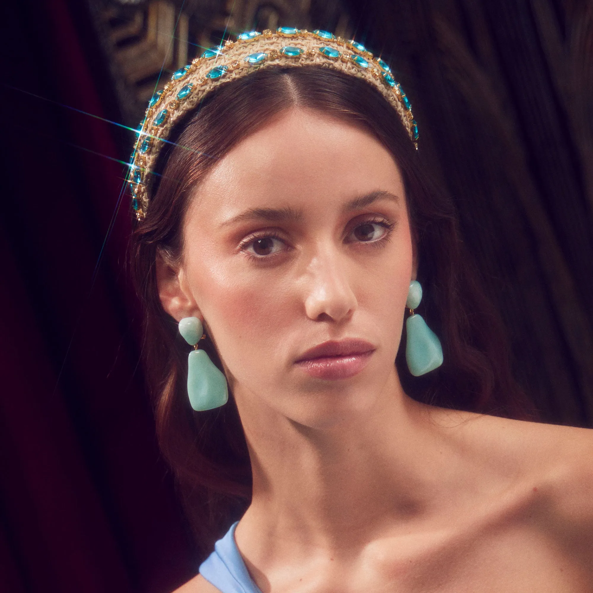 AQUA CRYSTAL BESSETTE HEADBAND sold by Lele Sadoughi product image thumbnail 2
