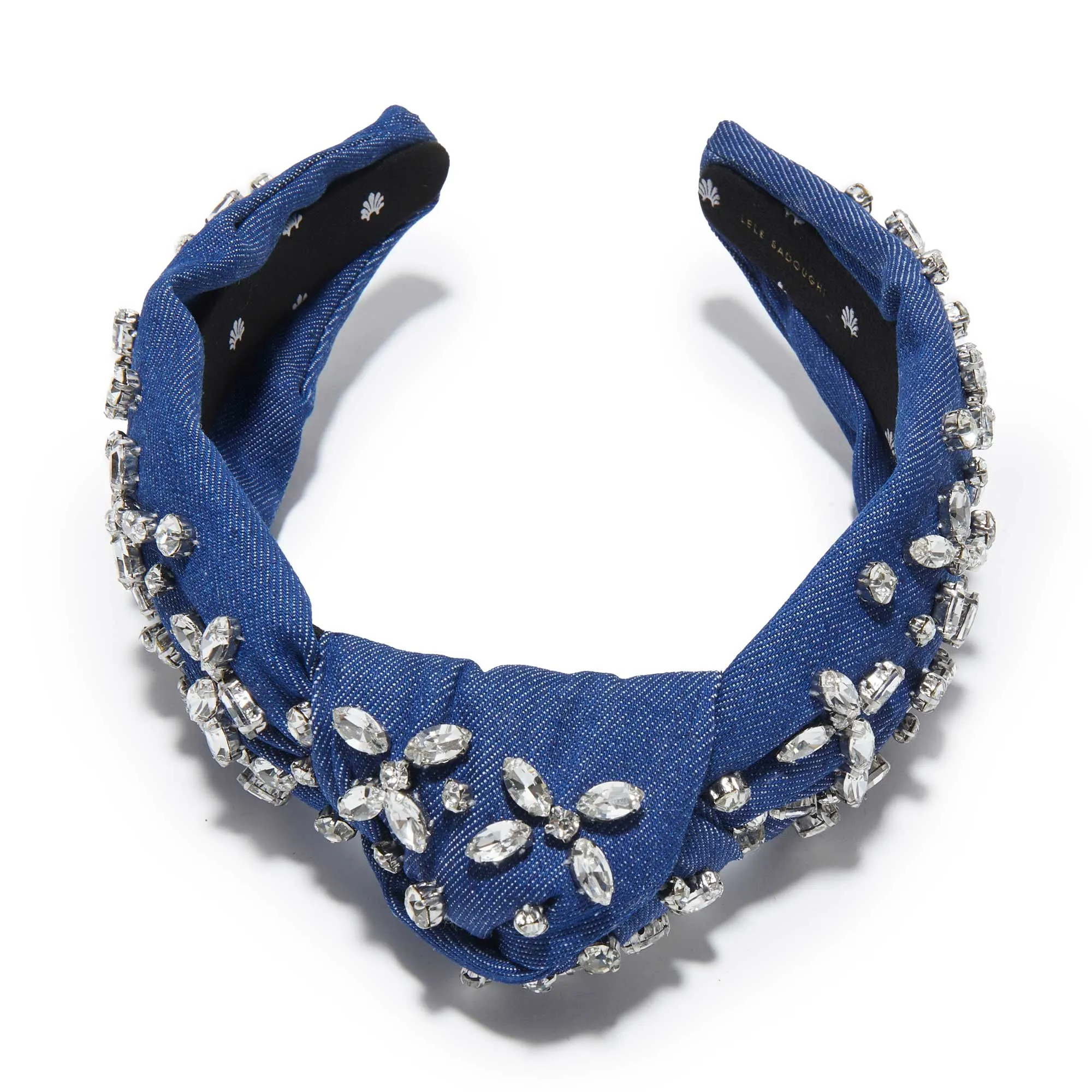 INDIGO DENIM CRYSTAL KNOTTED HEADBAND sold by Lele Sadoughi product image thumbnail 3