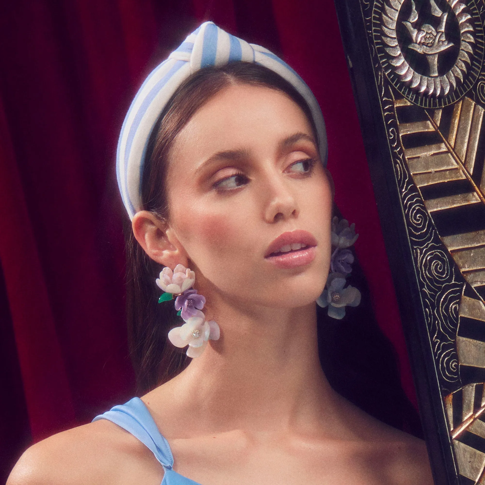 CAPRI STRIPE LINEN GAUZE KNOTTED HEADBAND sold by Lele Sadoughi product image thumbnail 2