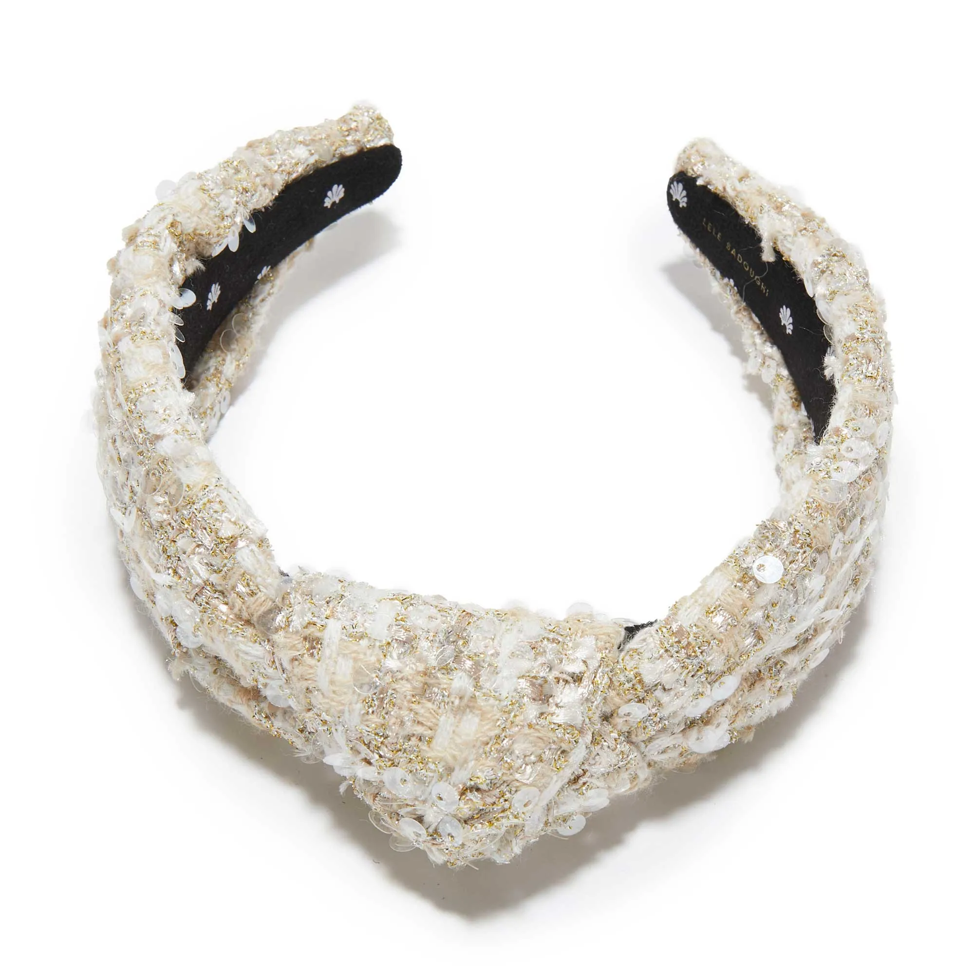 CHAMPAGNE KNOTTED SEQUIN BOUCLE HEADBAND sold by Lele Sadoughi product image thumbnail 3
