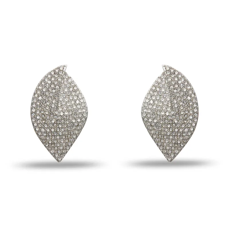 CRYSTAL PAVE DECO FEATHER EARRINGS sold by Lele Sadoughi
