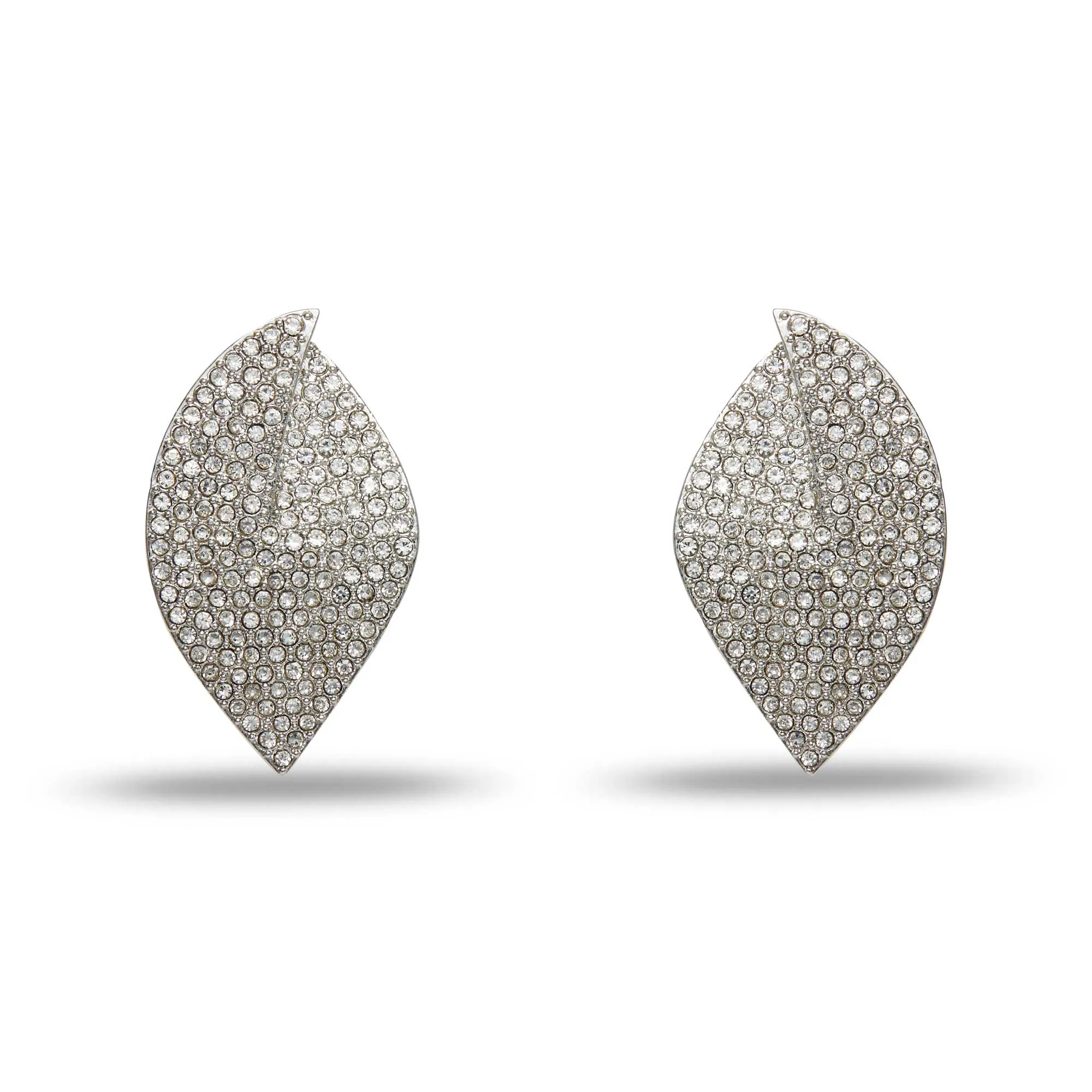 CRYSTAL PAVE DECO FEATHER EARRINGS sold by Lele Sadoughi