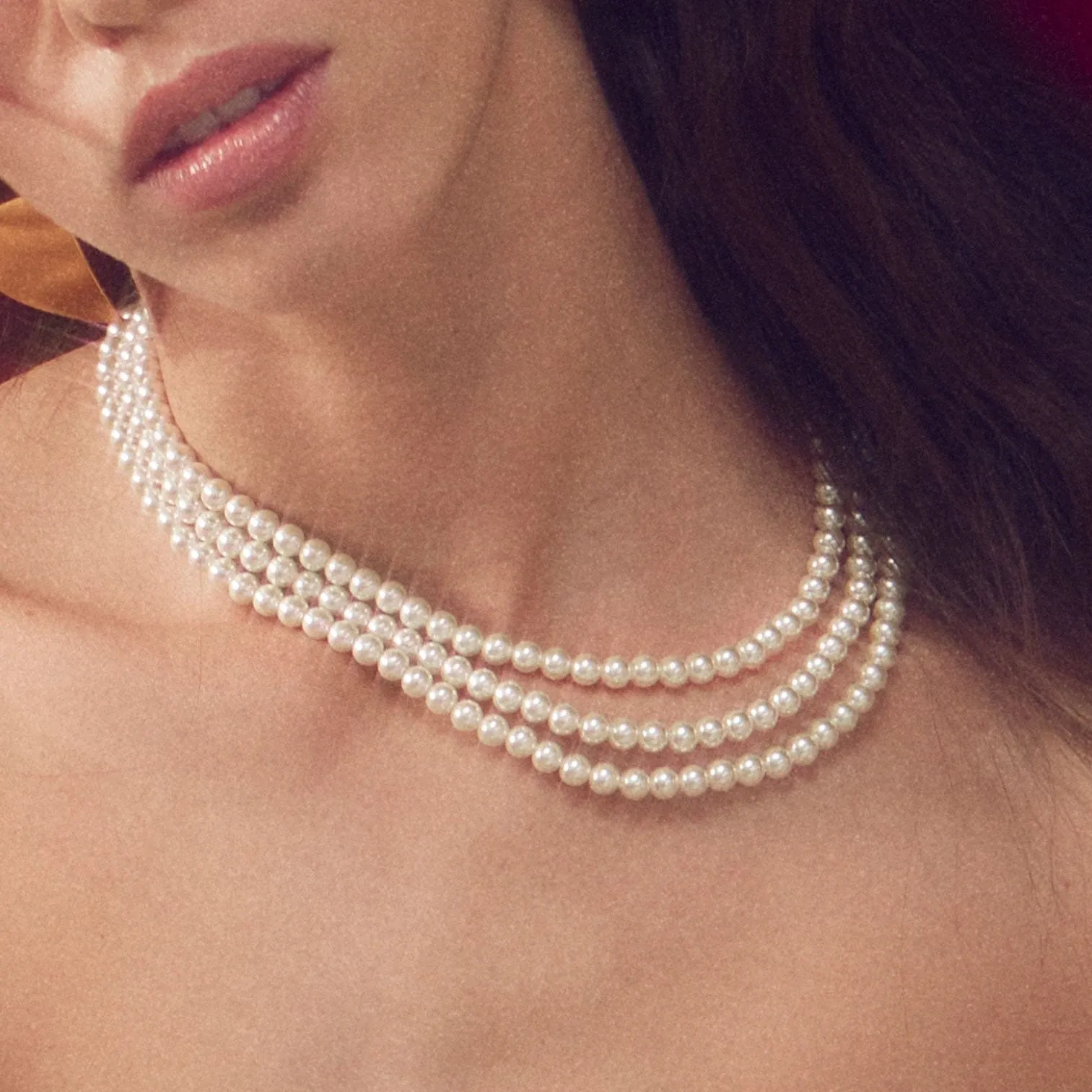 PEARL TRIPLE STRAND NECKLACE sold by Lele Sadoughi product image thumbnail 2