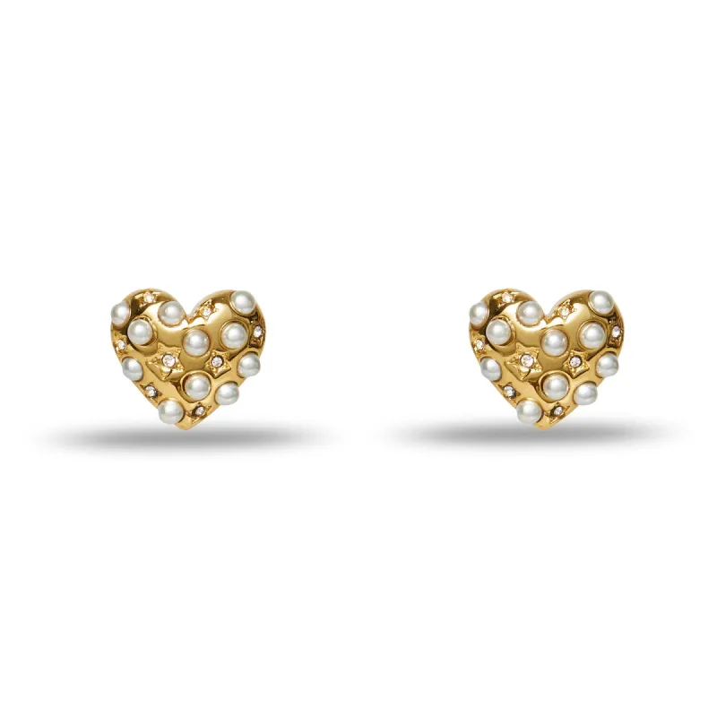 GOLD CELESTIAL HEART STUD EARRINGS sold by Lele Sadoughi