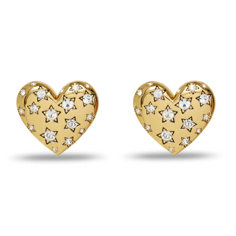 GOLD CELESTIAL HEART BUTTON EARRINGS sold by Lele Sadoughi