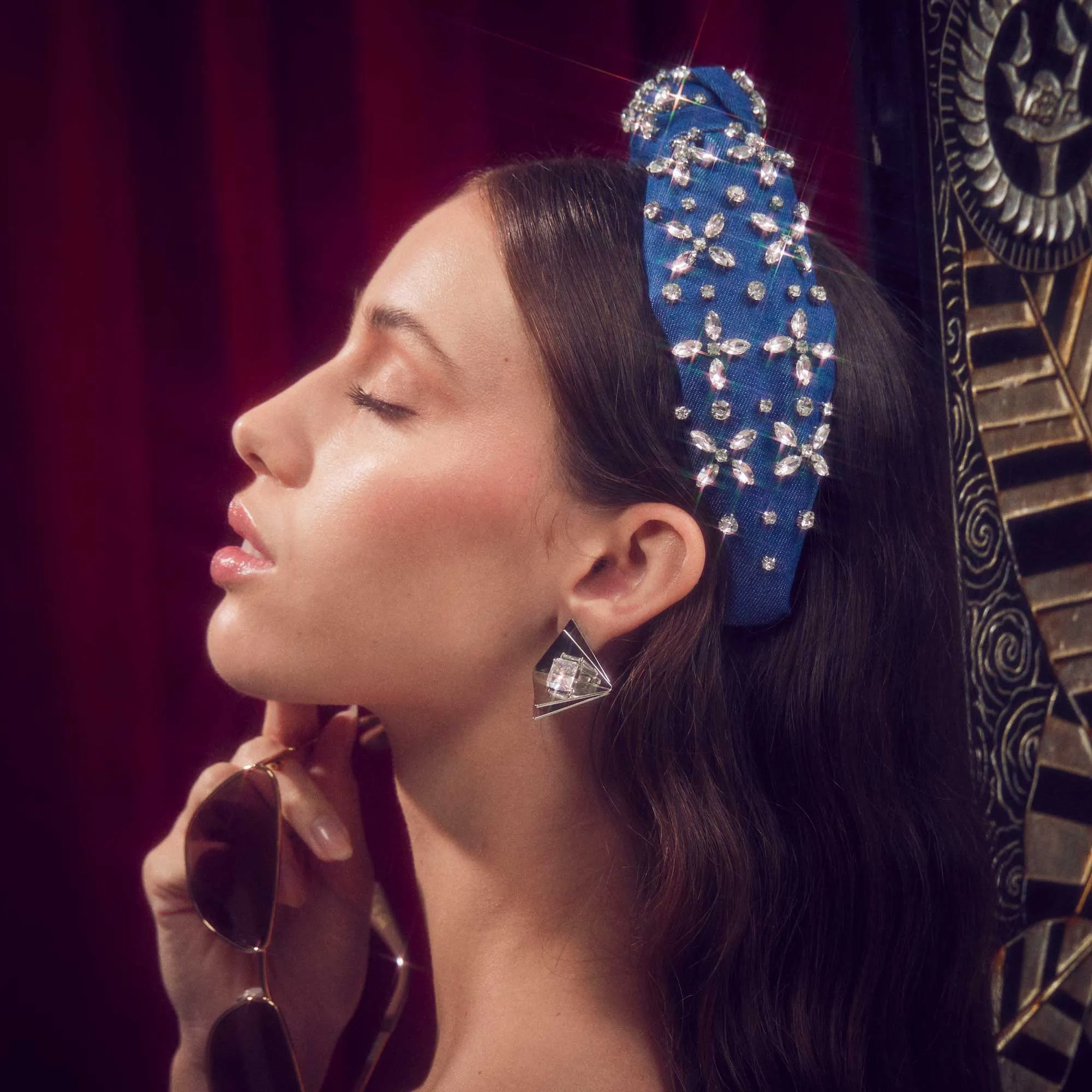 SILVER GEO CRYSTAL BUTTON EARRINGS sold by Lele Sadoughi product image thumbnail 2