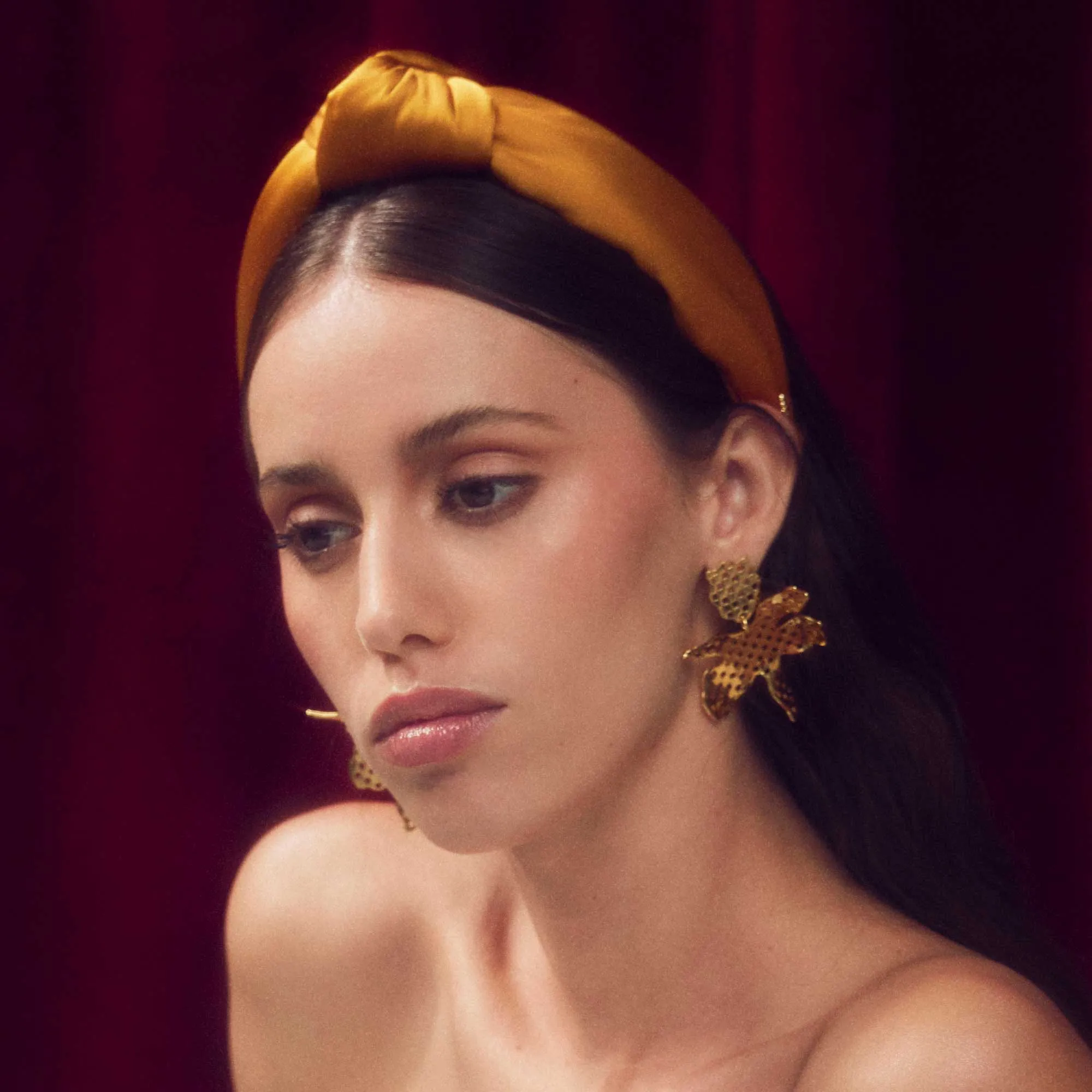 GOLD CUTOUT PAPER LILY EARRINGS sold by Lele Sadoughi product image thumbnail 2