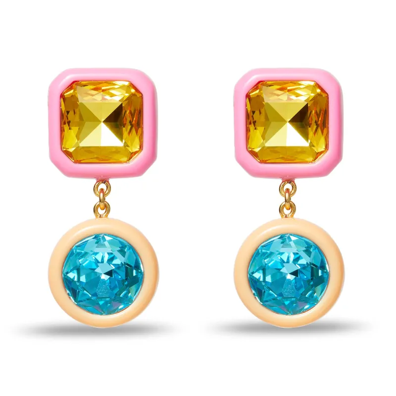 POP PINK GEM DROP EARRINGS sold by Lele Sadoughi
