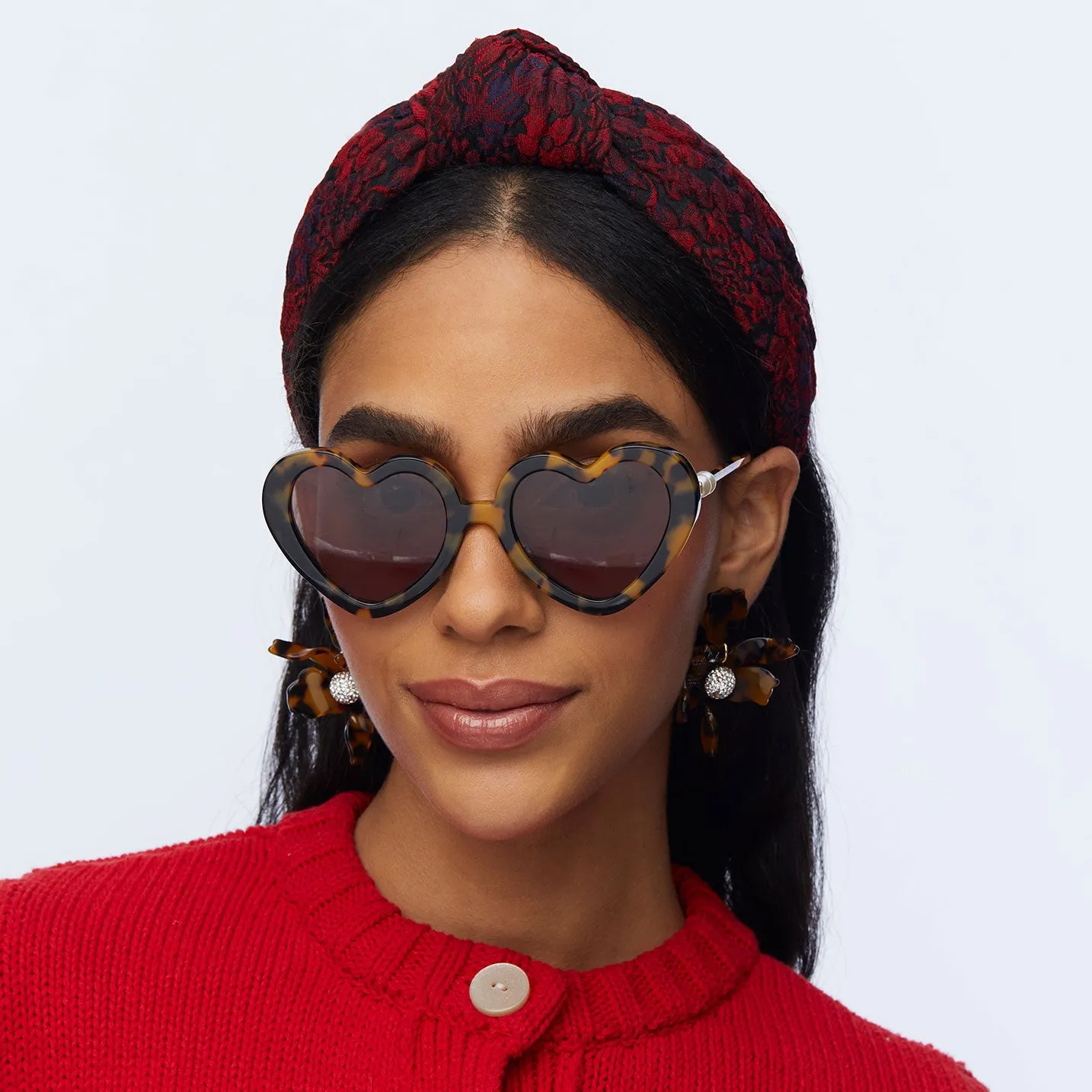 RUST ROSE FLORAL BROCADE KNOTTED HEADBAND sold by Lele Sadoughi product image thumbnail 3