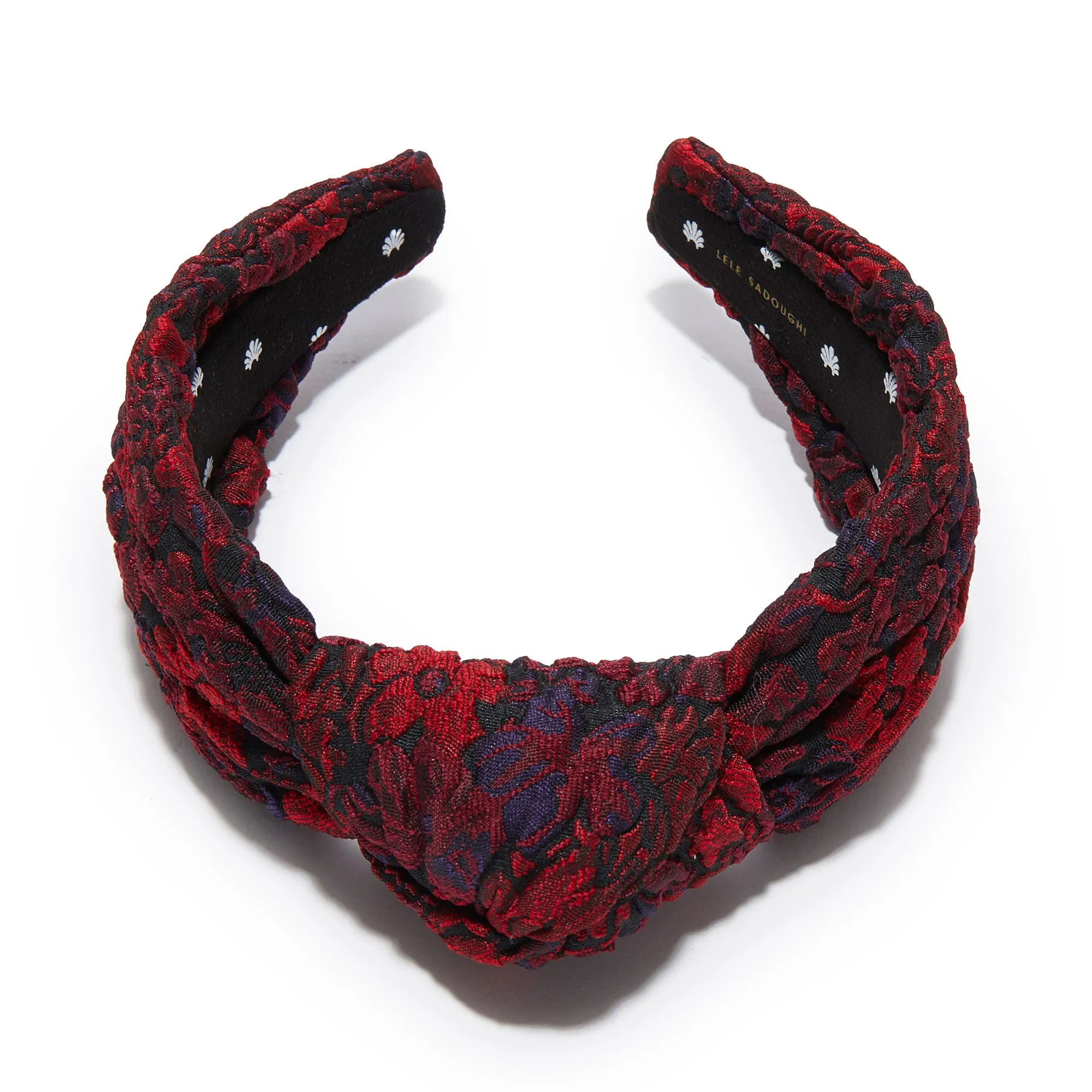 RUST ROSE FLORAL BROCADE KNOTTED HEADBAND sold by Lele Sadoughi product image thumbnail 4