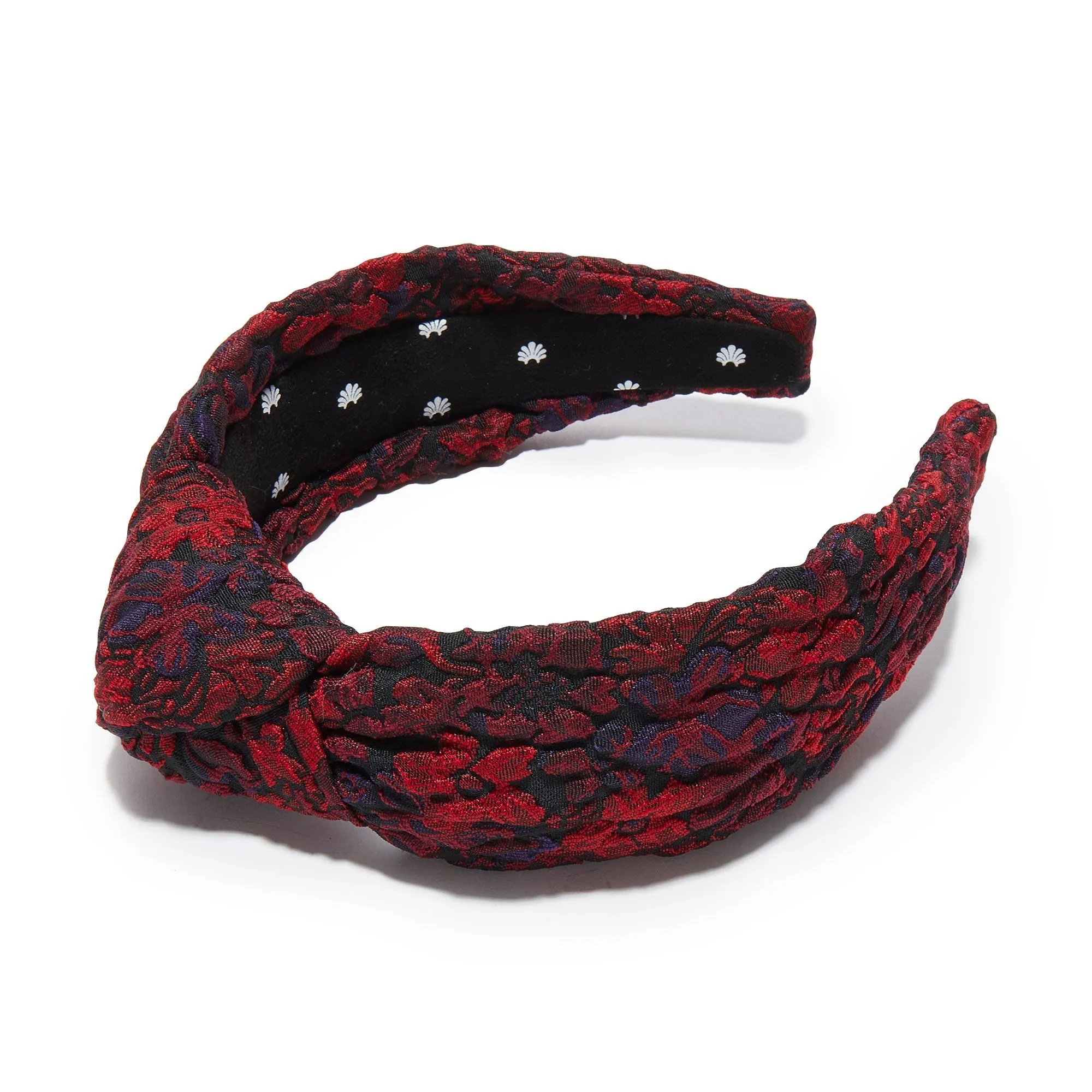RUST ROSE FLORAL BROCADE KNOTTED HEADBAND sold by Lele Sadoughi