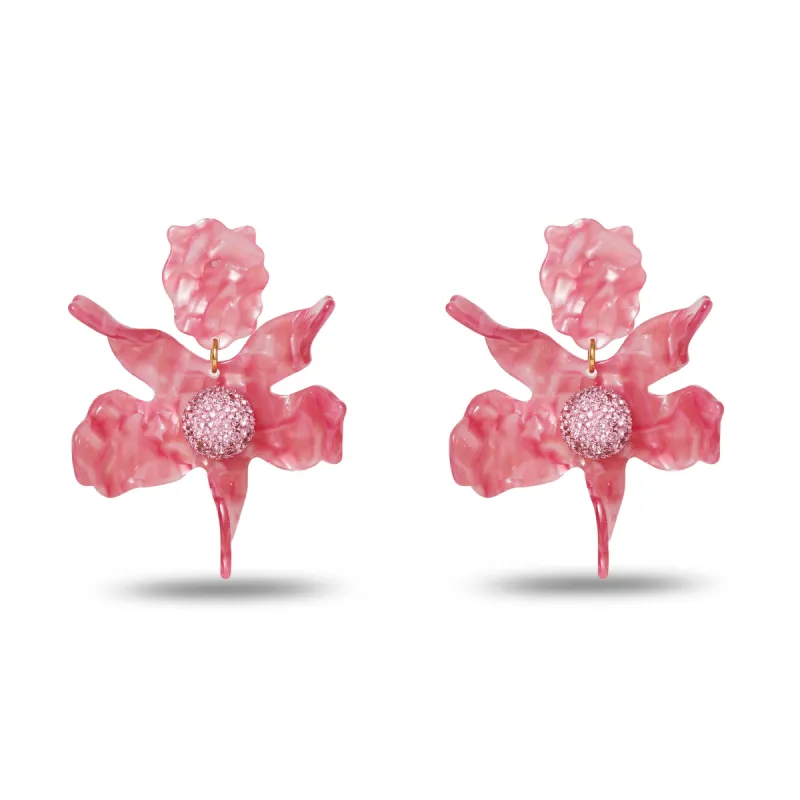 PASSIONFRUIT PINK LILLY PULITZER x LELE CRYSTAL LILY EARRINGS sold by Lele Sadoughi