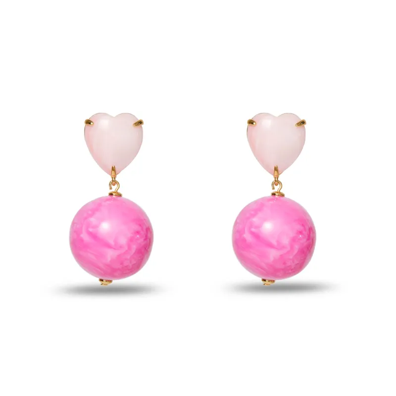PASSIONFRUIT PINK LILLY PULITZER x LELE HALFCOURT HEART EARRINGS sold by Lele Sadoughi