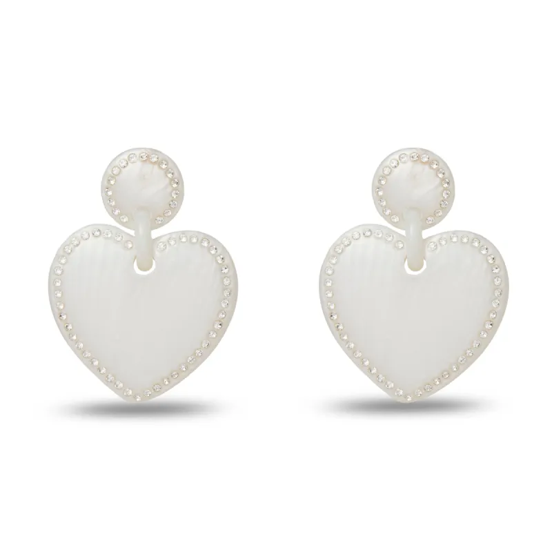 RESORT WHITE LILLY PULITZER x LELE JEWELED STITCHED HEART EARRINGS sold by Lele Sadoughi