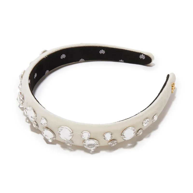 IVORY CHARLOTTE PAVE EMBELLISHED HEADBAND sold by Lele Sadoughi
