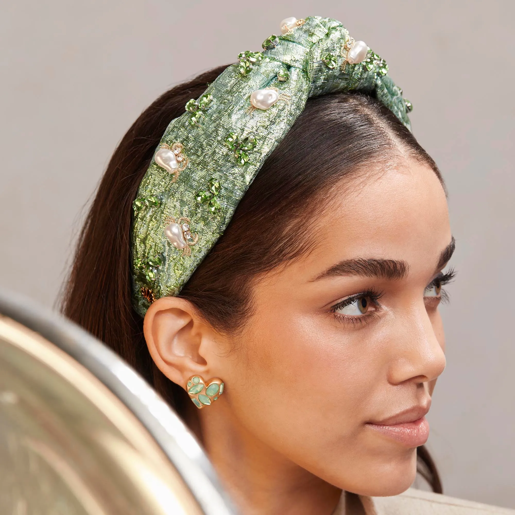 JADE PEARL MARINA EMBELLISHED KNOTTED HEADBAND sold by Lele Sadoughi product image thumbnail 2