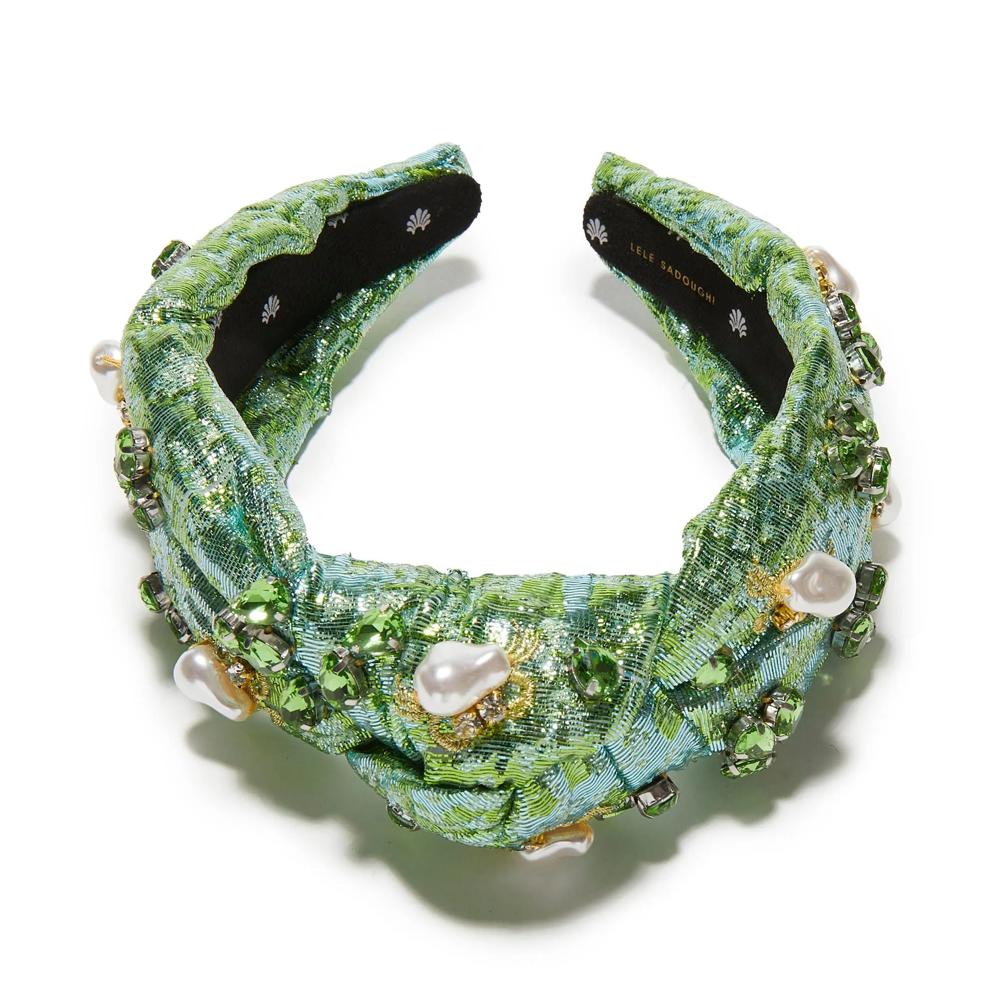 JADE PEARL MARINA EMBELLISHED KNOTTED HEADBAND sold by Lele Sadoughi product image thumbnail 3
