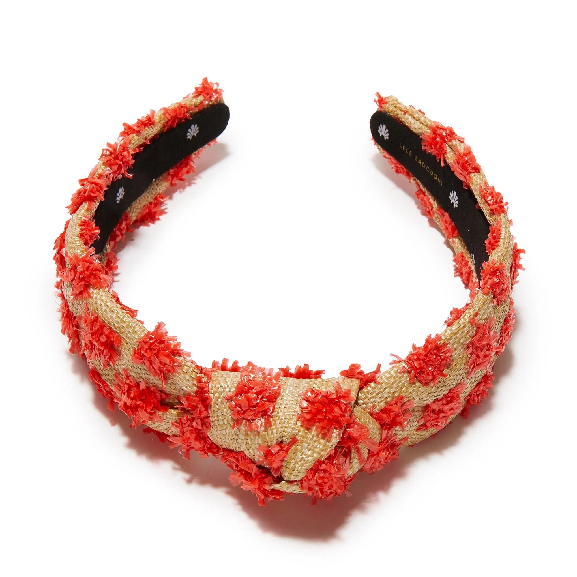 NATURAL MELON SLIM KNOTTED DOTTED RAFFIA HEADBAND sold by Lele Sadoughi product image thumbnail 3