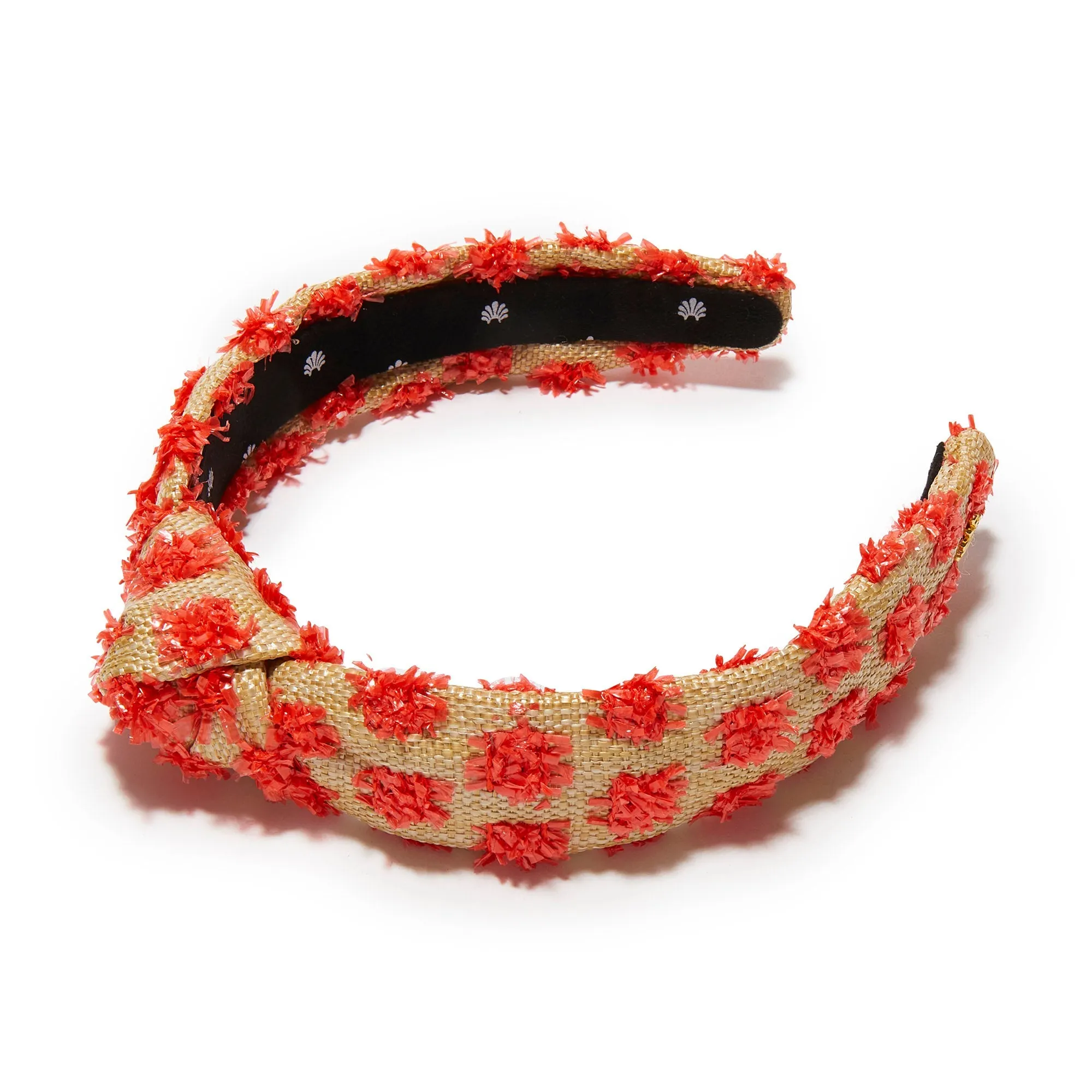 NATURAL MELON SLIM KNOTTED DOTTED RAFFIA HEADBAND sold by Lele Sadoughi