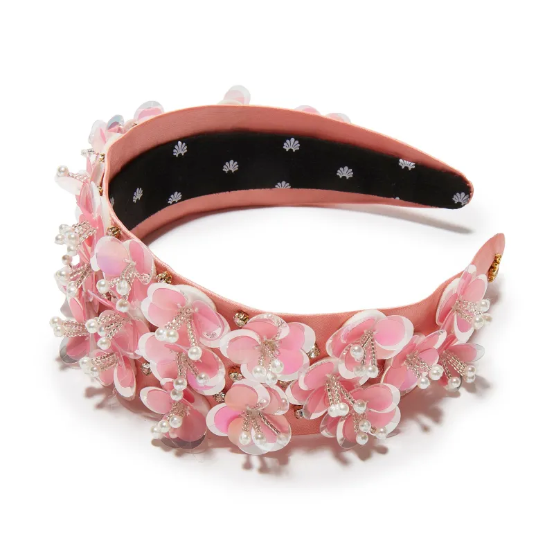BLUSH MELON BRIGITTE PAILLETTE FLORAL HEADBAND sold by Lele Sadoughi