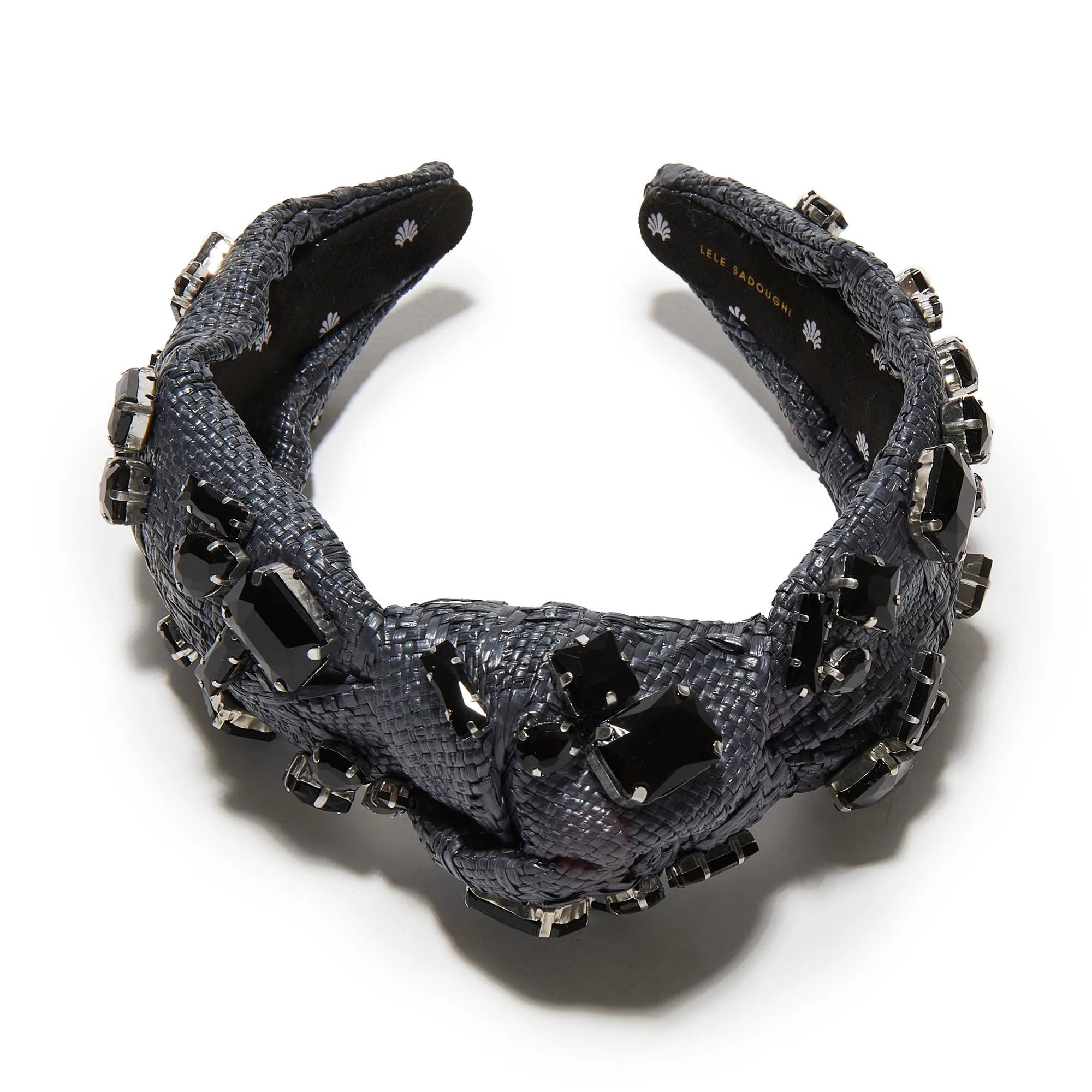 JET CANDY CRYSTAL RAFFIA KNOTTED HEADBAND sold by Lele Sadoughi product image thumbnail 3