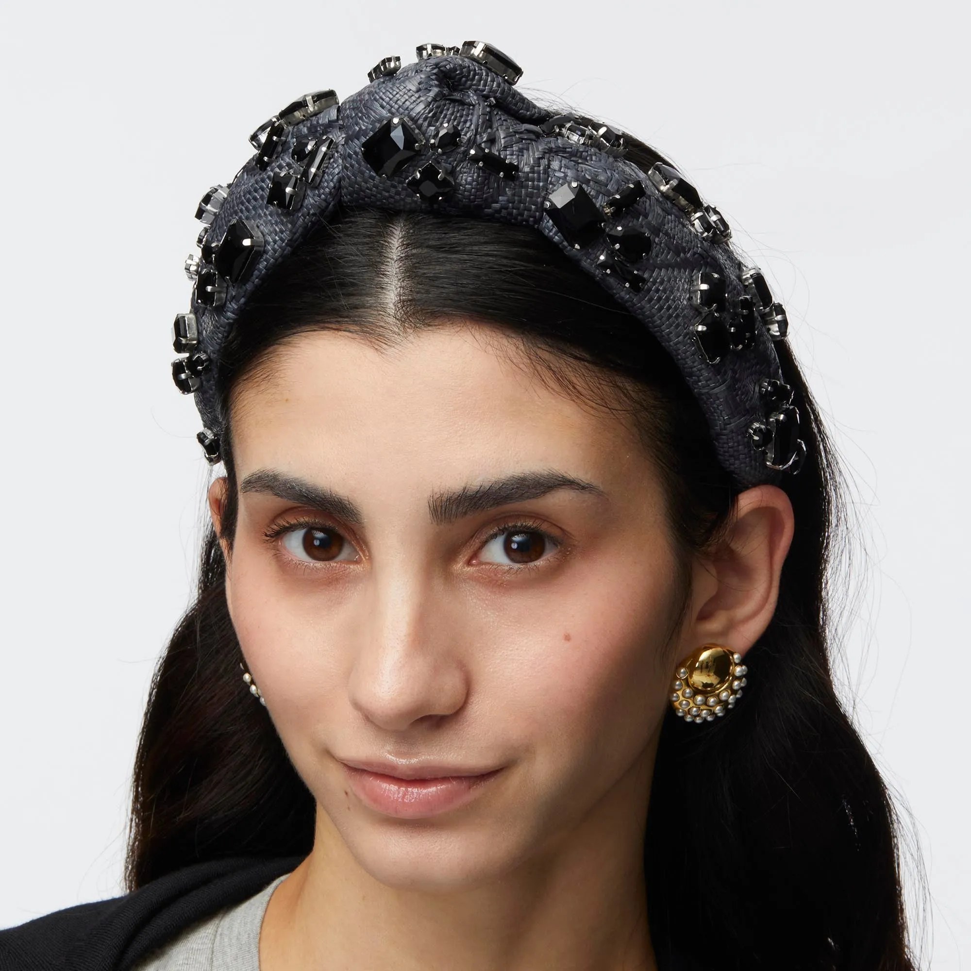 JET CANDY CRYSTAL RAFFIA KNOTTED HEADBAND sold by Lele Sadoughi product image thumbnail 2