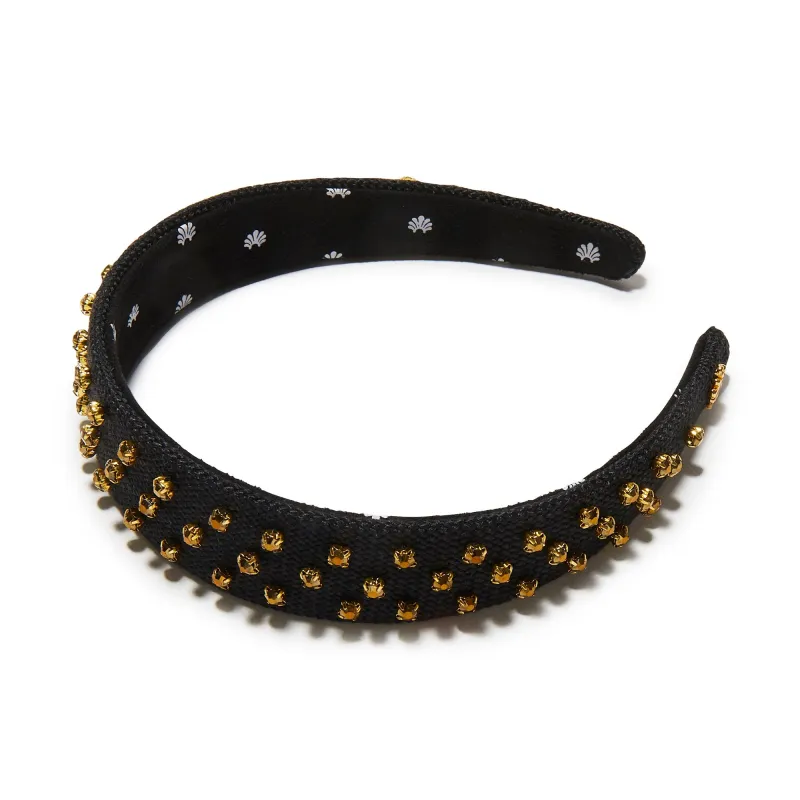 CRYSTAL DORADO BURLAP BESSETTE HEADBAND sold by Lele Sadoughi