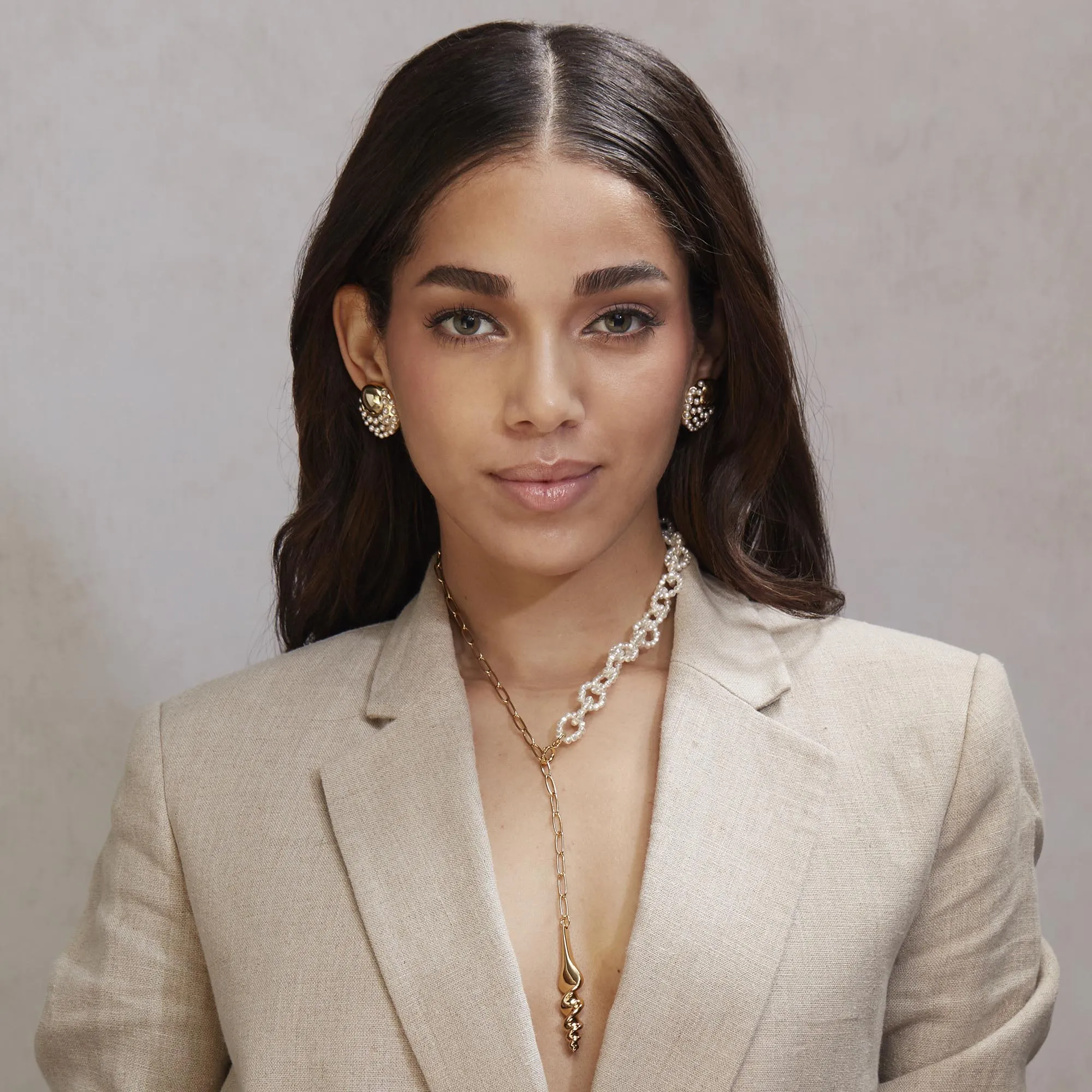 PEARL ARCHER BUTTON EARRINGS sold by Lele Sadoughi product image thumbnail 2