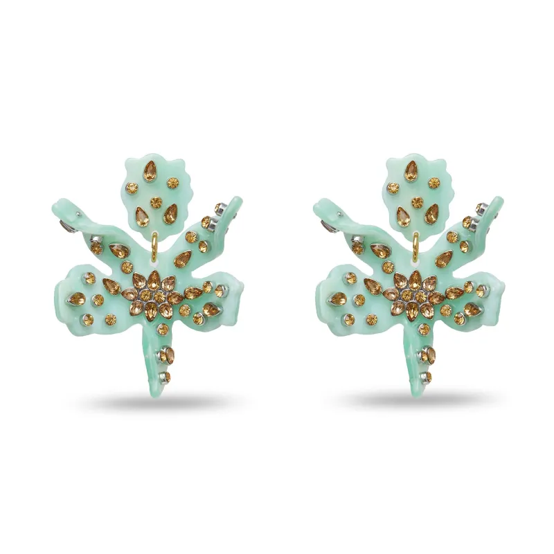 JADE SMALL EMBELLISHED PAPER LILY EARRINGS sold by Lele Sadoughi