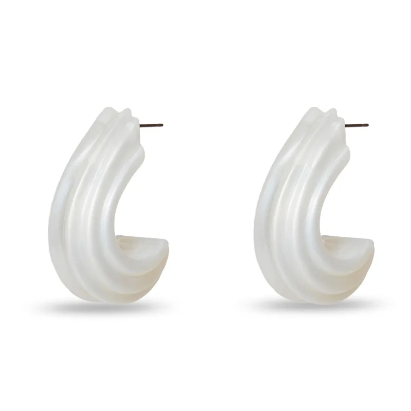 IVORY CURVED CANYON HOOP sold by Lele Sadoughi