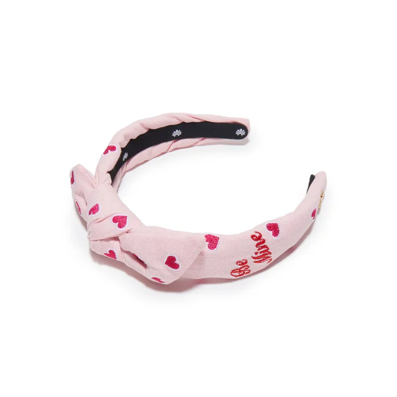 PETAL PINK EMBROIDERED VALENTINES KIDS HEADBAND sold by Lele Sadoughi
