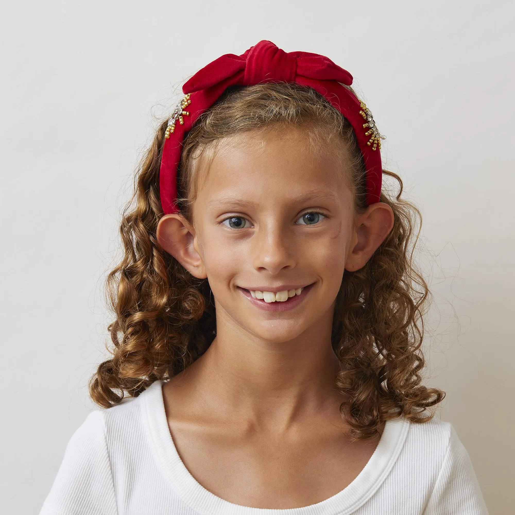 LIPSTICK RED KIDS CRYSTAL HEARTBURST HEADBAND sold by Lele Sadoughi product image thumbnail 2