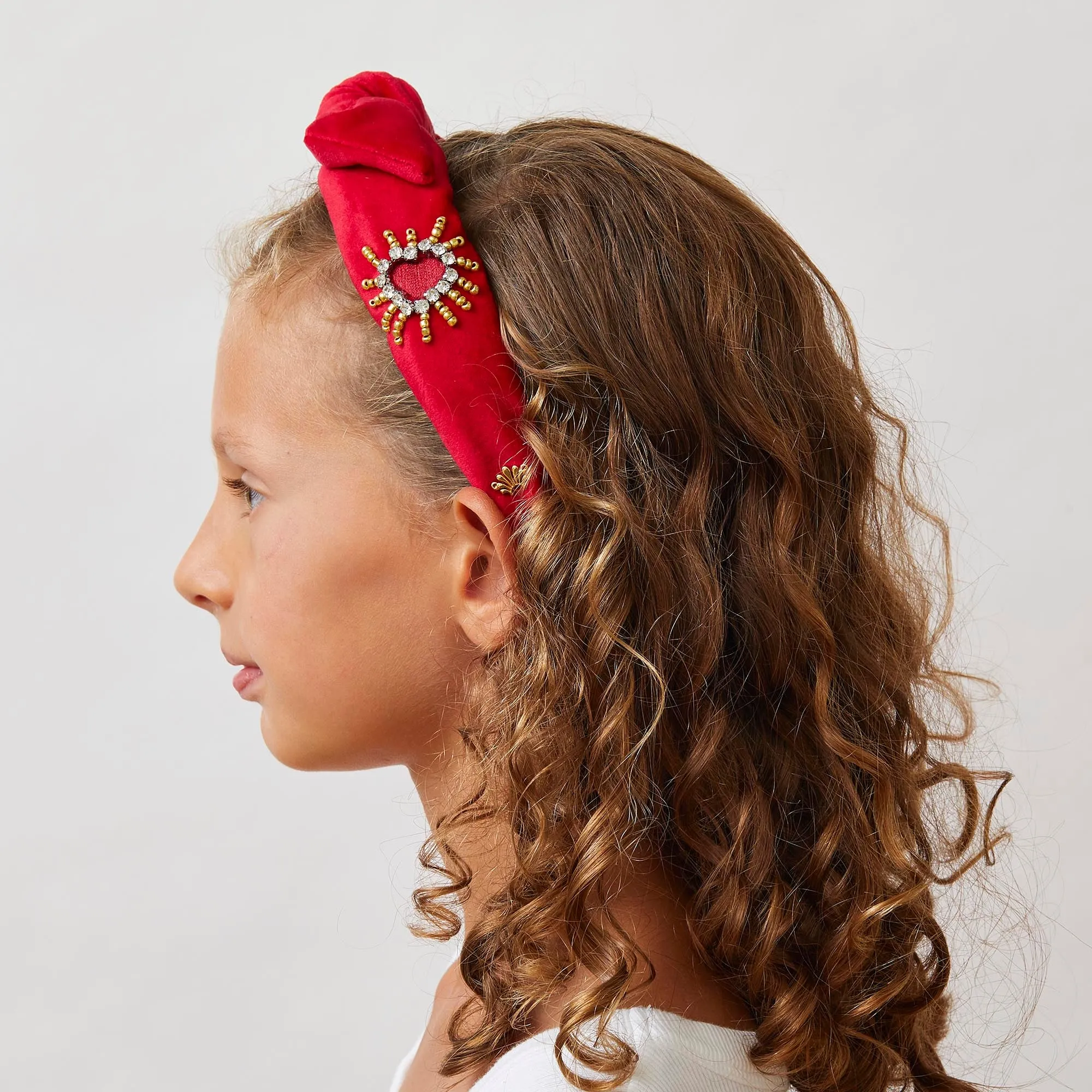 LIPSTICK RED KIDS CRYSTAL HEARTBURST HEADBAND sold by Lele Sadoughi product image thumbnail 4