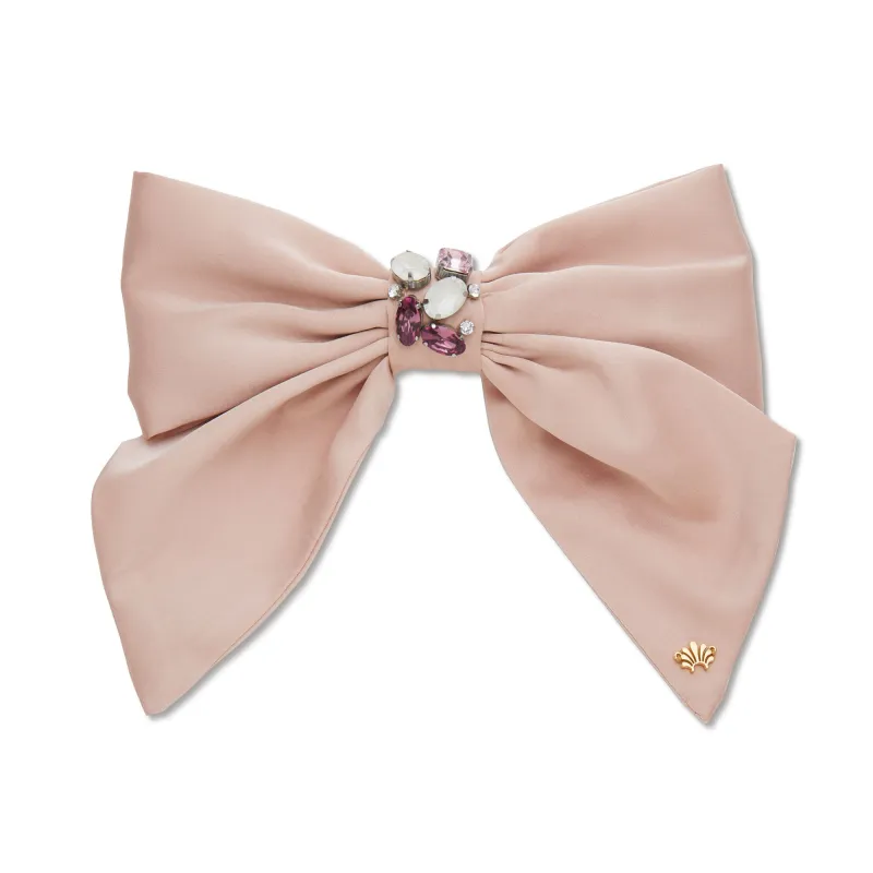 LIGHT ROSE NATALIA SWAROVSKI® BOW BARRETTE sold by Lele Sadoughi