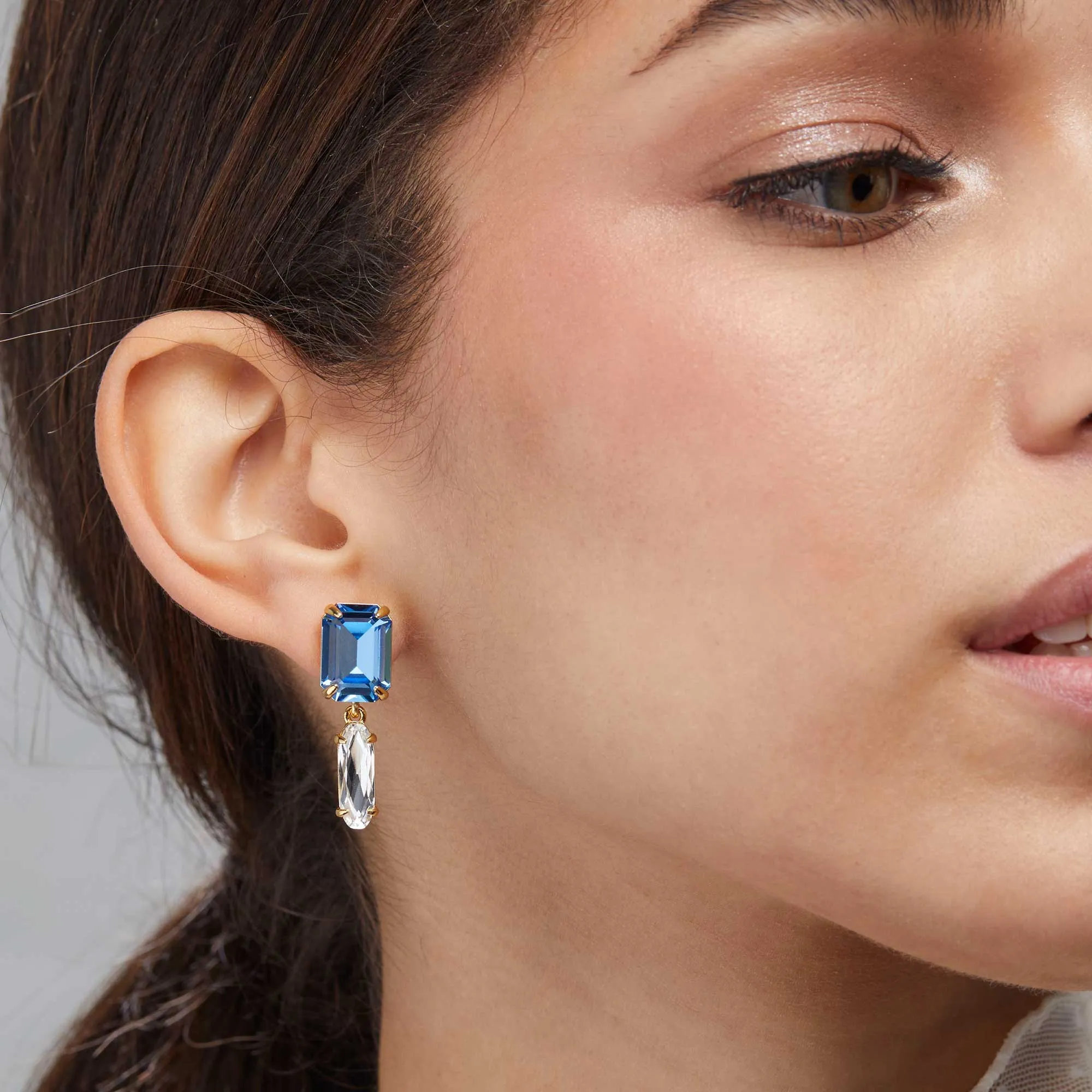 ICE BLUE SWAROVSKI® BABY DROP CRYSTAL EARRINGS sold by Lele Sadoughi product image thumbnail 2