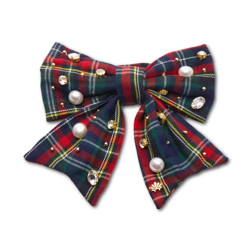 MIDNIGHT PLAID SET OF 4 EMBELLISHED PLAID BOW NAPKIN RINGS sold by Lele Sadoughi
