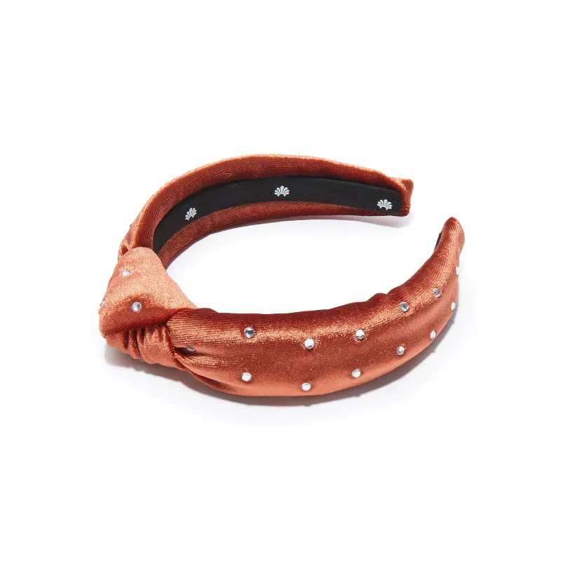 CEDAR BROWN KIDS CRYSTAL VELVET KNOTTED HEADBAND sold by Lele Sadoughi