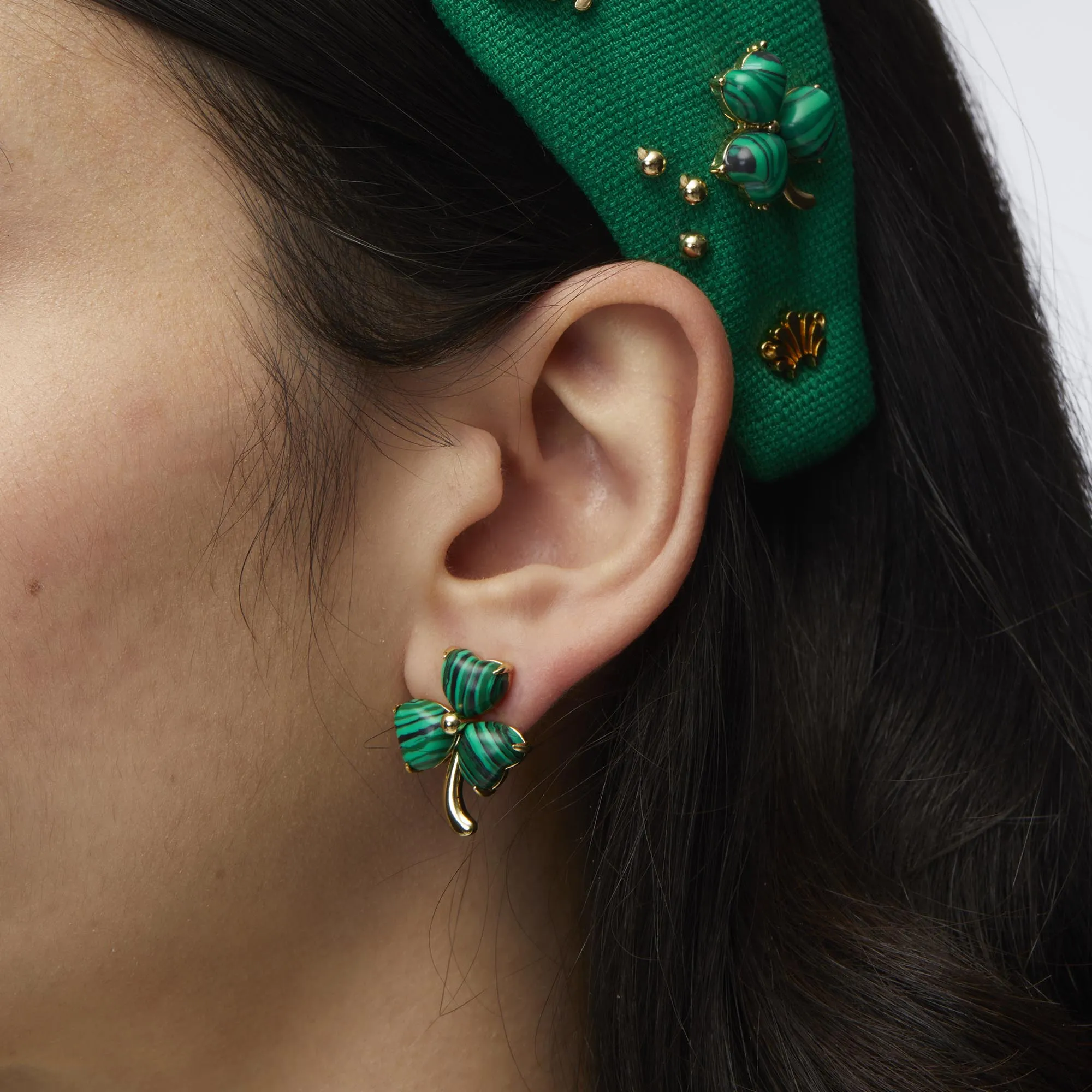 SHAMROCK GREEN LUCKY CLOVER STUD EARRINGS sold by Lele Sadoughi product image thumbnail 2