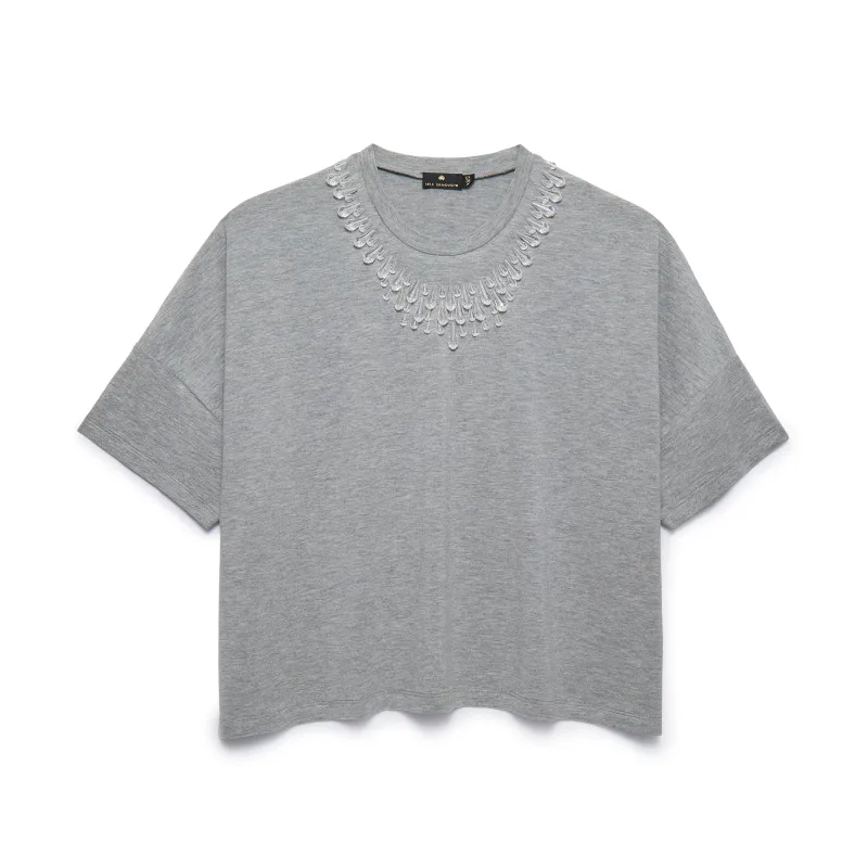 HEATHER GREY TEARDROP CRYSTAL T-SHIRT sold by Lele Sadoughi