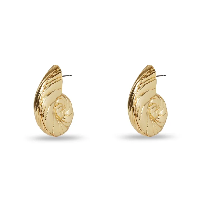 GOLD NAUTILUS EARRINGS made by Lele Sadoughi
