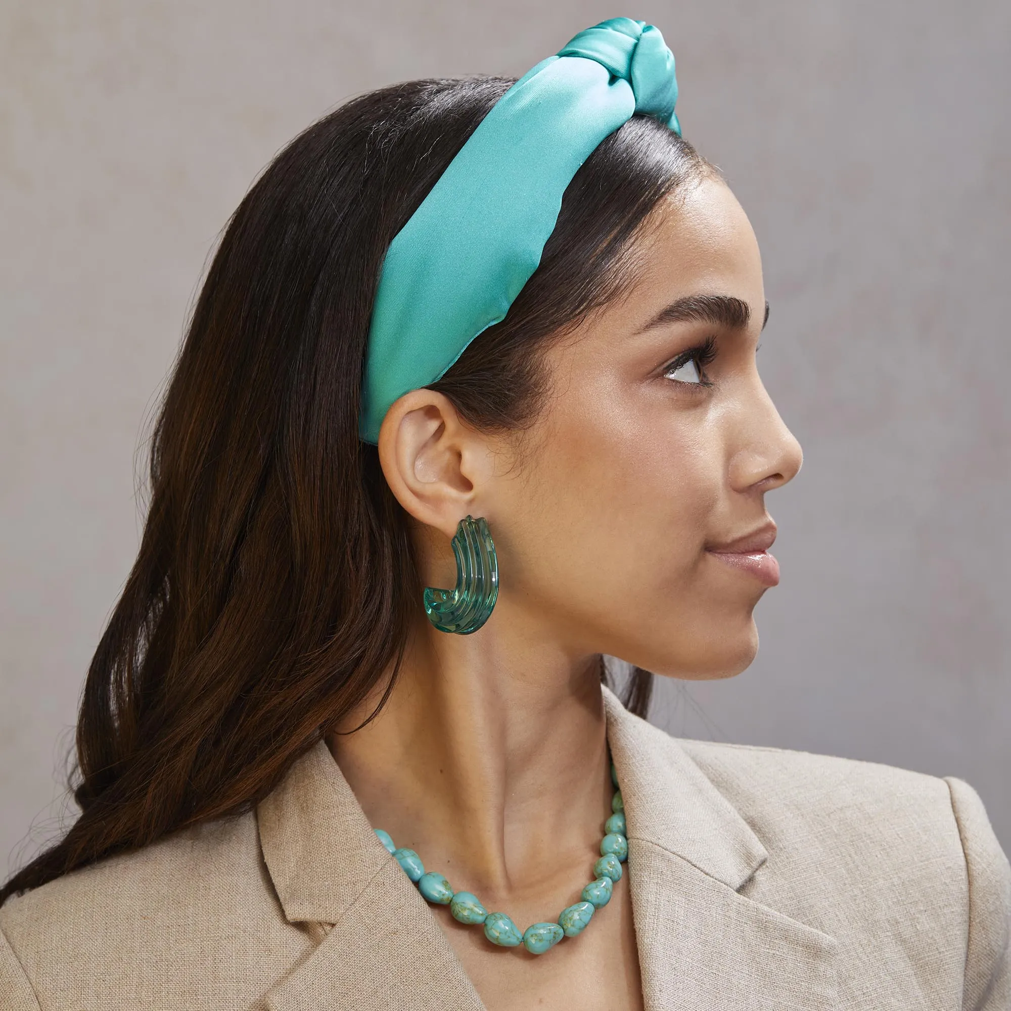 TURQUOISE KNOTTED SILK HEADBAND sold by Lele Sadoughi product image thumbnail 2