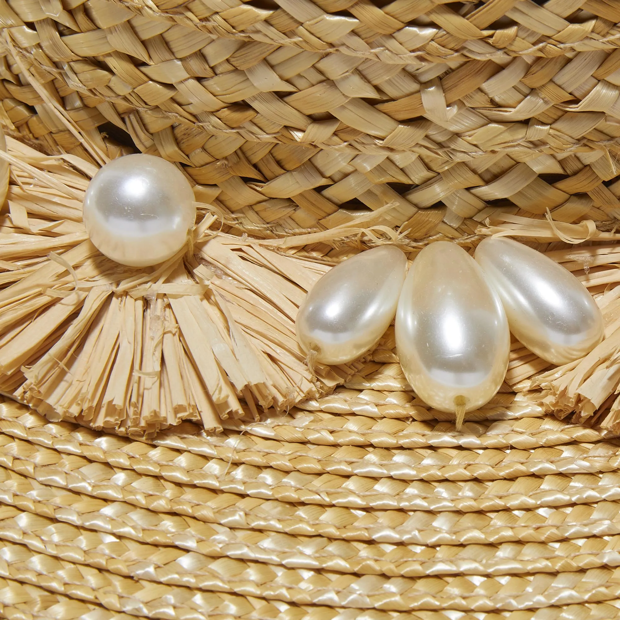 NATURAL PEARL POMS STRAW HAT sold by Lele Sadoughi product image thumbnail 3