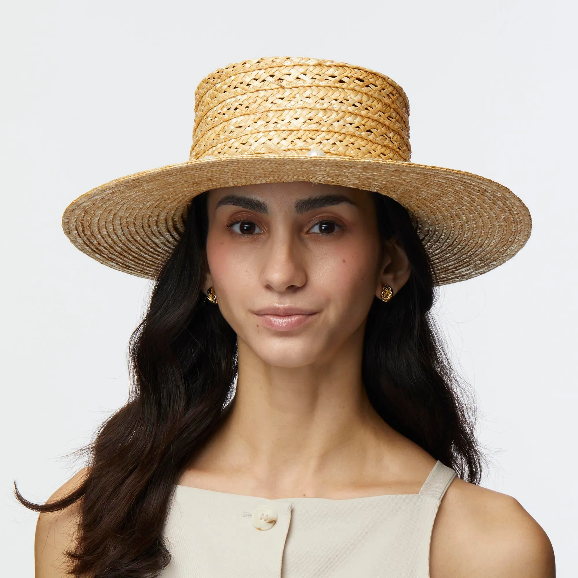 NATURAL PEARL POMS STRAW HAT sold by Lele Sadoughi product image thumbnail 2