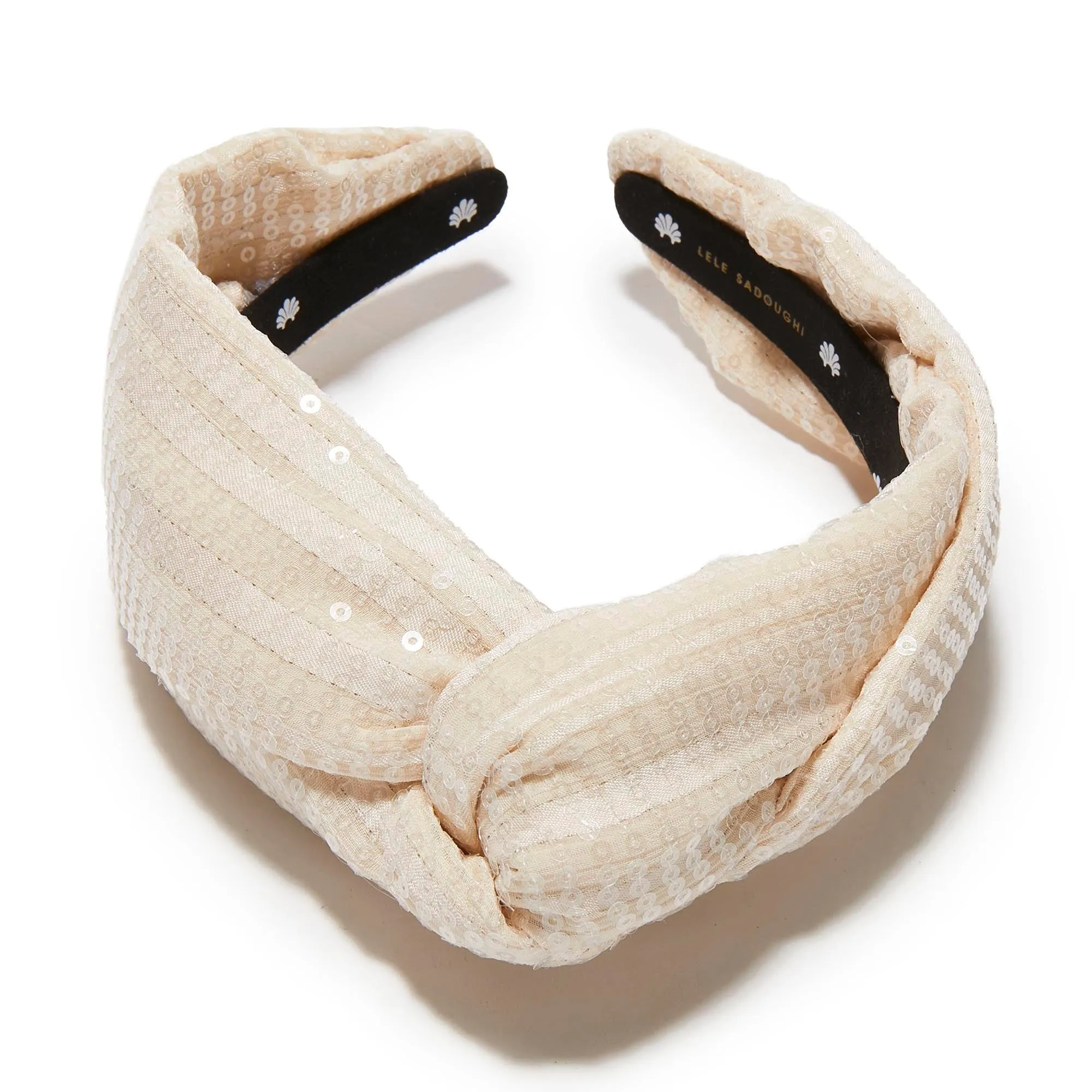 VANILLA CRÈME MARLENE SEQUIN HEADBAND sold by Lele Sadoughi product image thumbnail 3