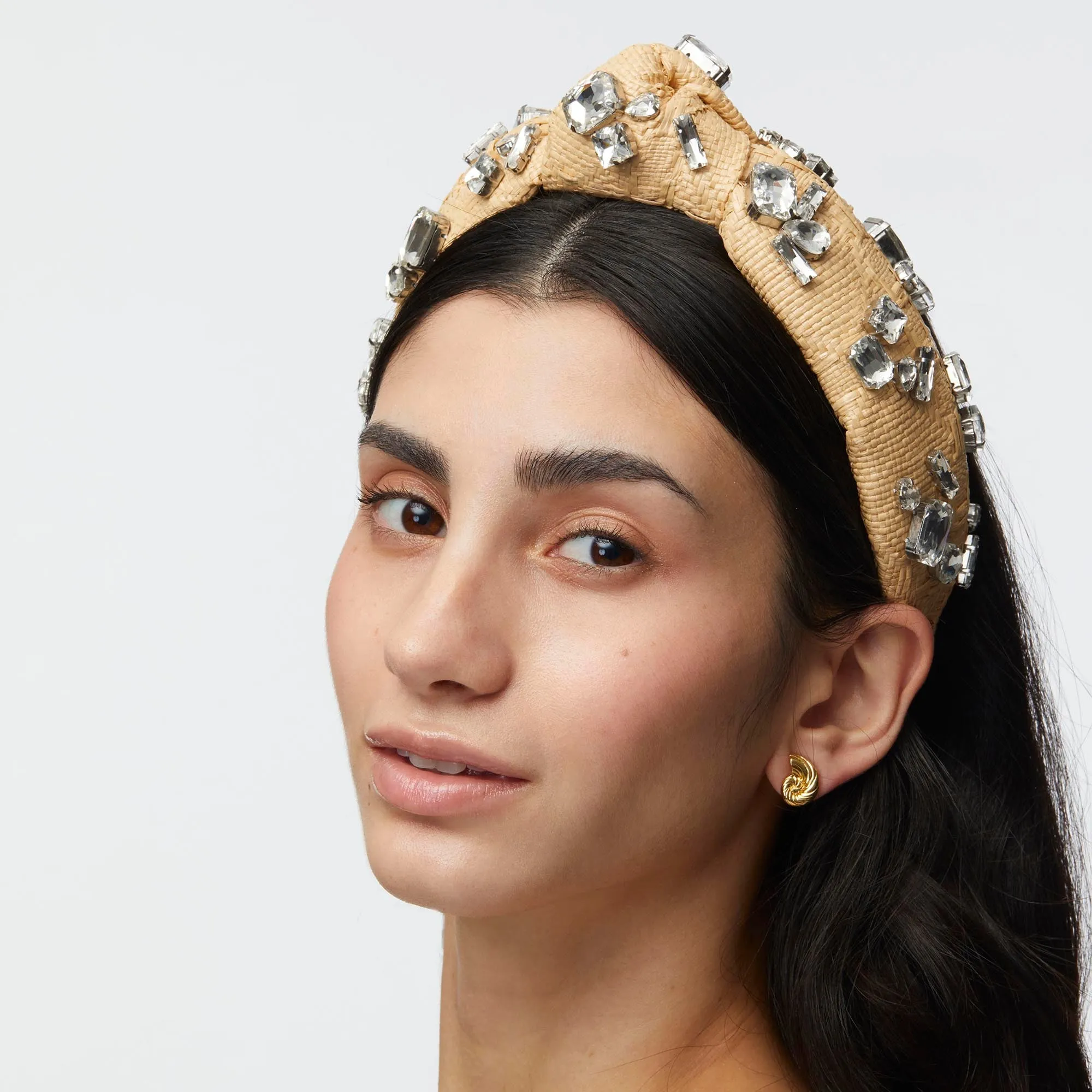 NATURAL KNOTTED CANDY CRYSTAL RAFFIA HEADBAND sold by Lele Sadoughi product image thumbnail 2