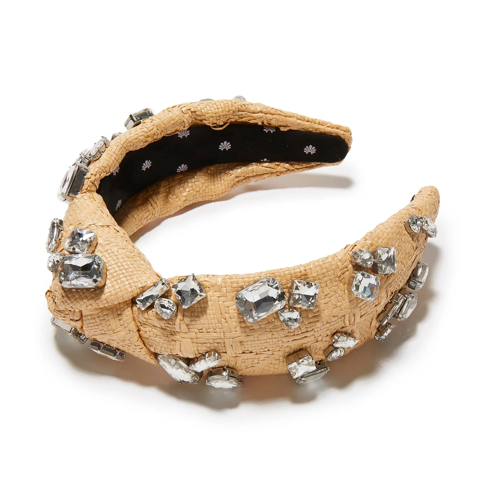 NATURAL KNOTTED CANDY CRYSTAL RAFFIA HEADBAND sold by Lele Sadoughi