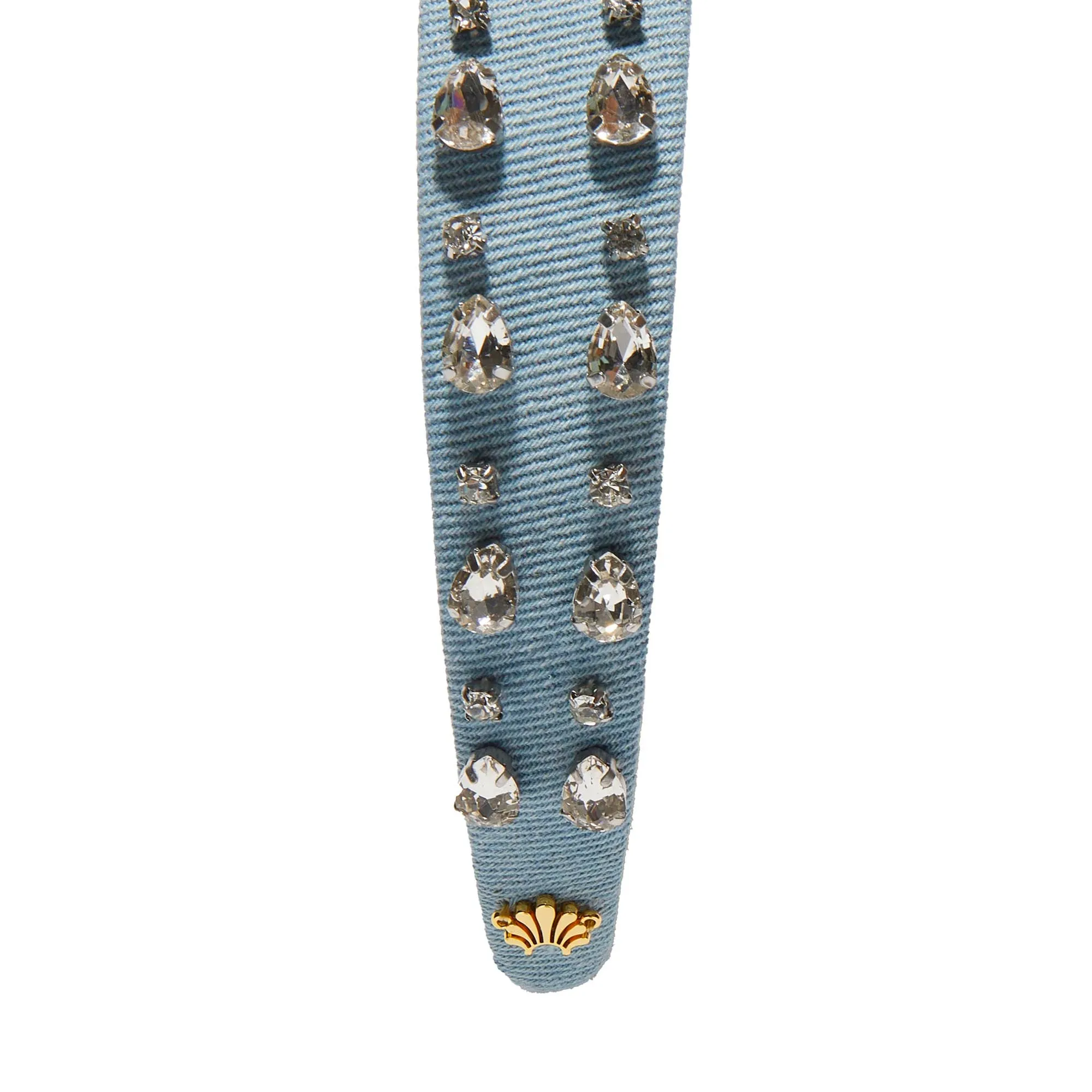 LIGHT DENIM BESSETTE CRYSTAL TRIM HEADBAND sold by Lele Sadoughi product image thumbnail 5