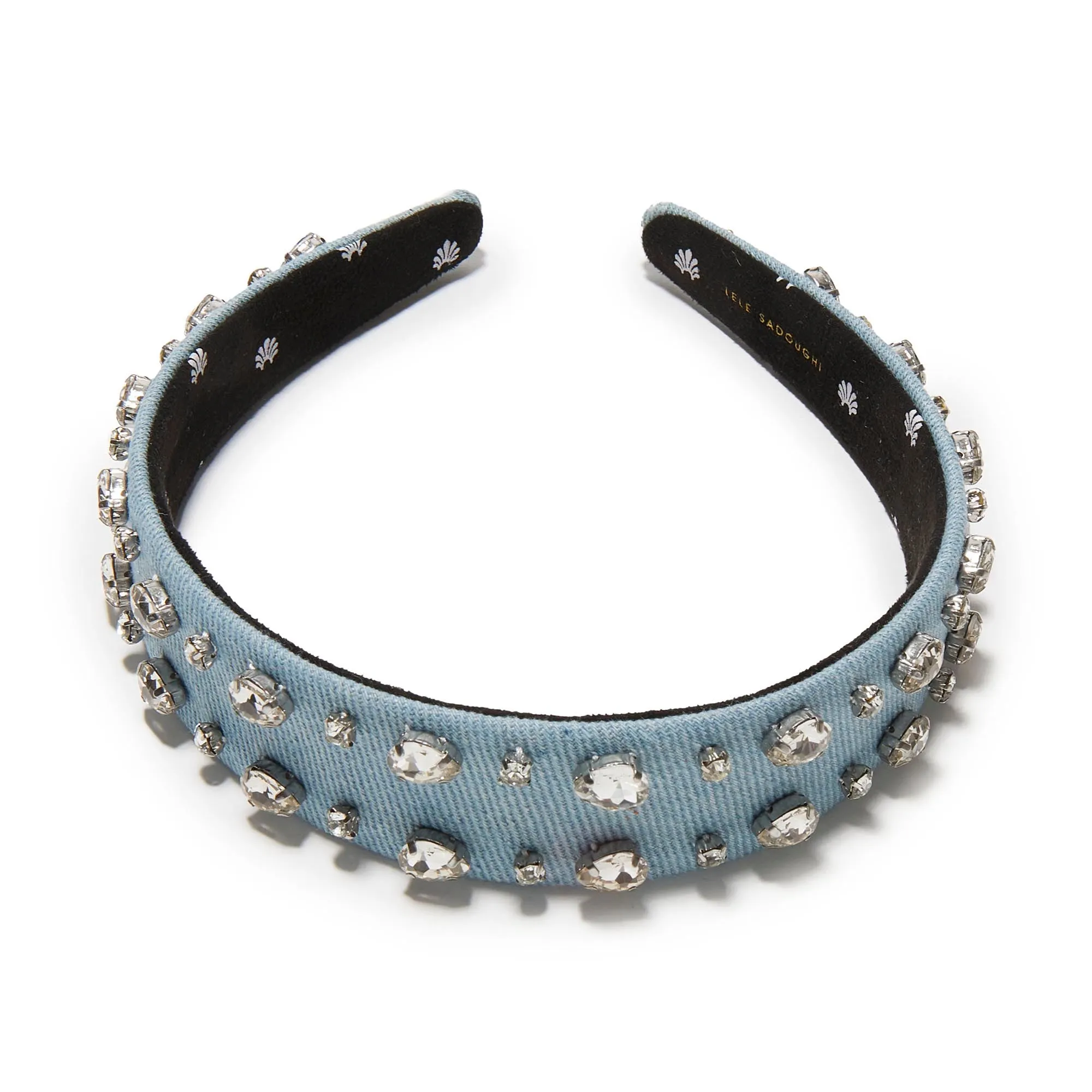 LIGHT DENIM BESSETTE CRYSTAL TRIM HEADBAND sold by Lele Sadoughi product image thumbnail 4