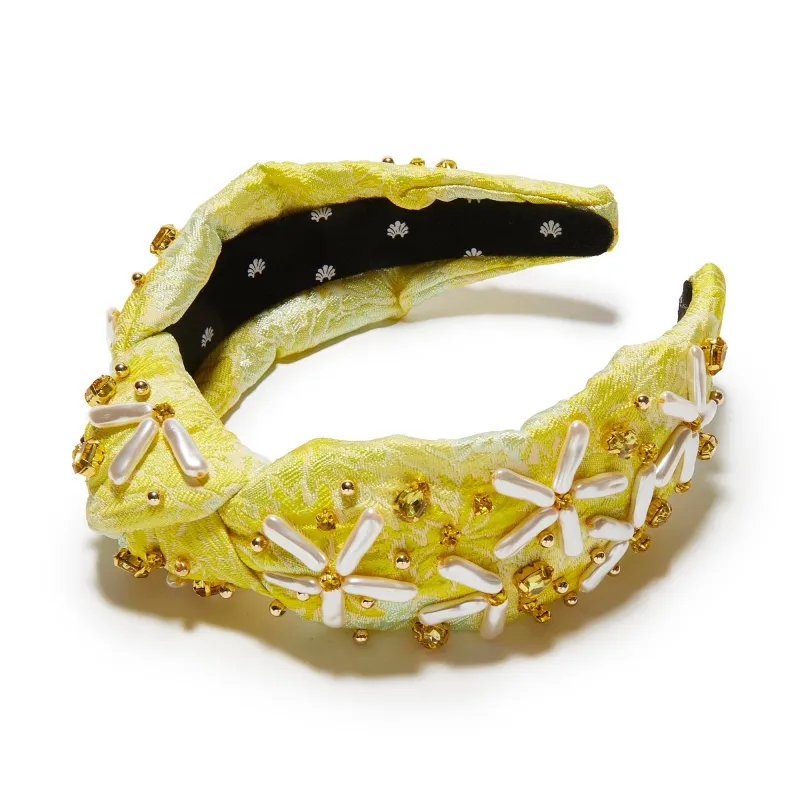 DANDELION KNOTTED PEARL FLORAL BROCADE HEADBAND sold by Lele Sadoughi