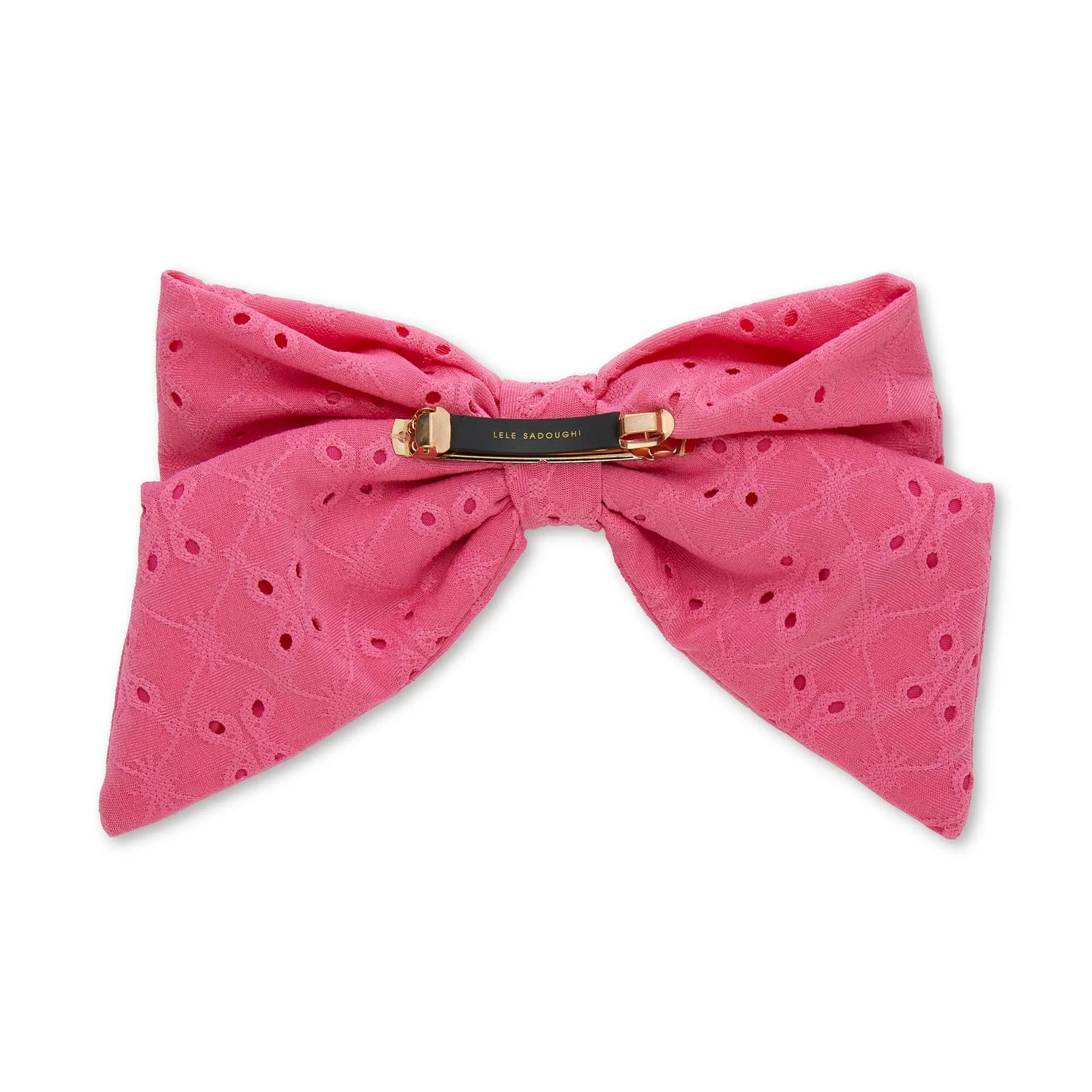 FUCHSIA NATALIA EYELET BOW BARRETTE sold by Lele Sadoughi product image thumbnail 3